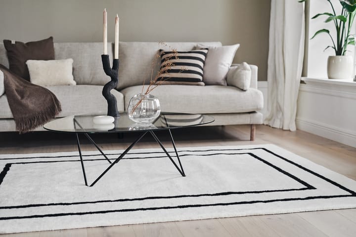 Alfombra de lana Borders, Blanco-negro 170x240 cm Scandi Living