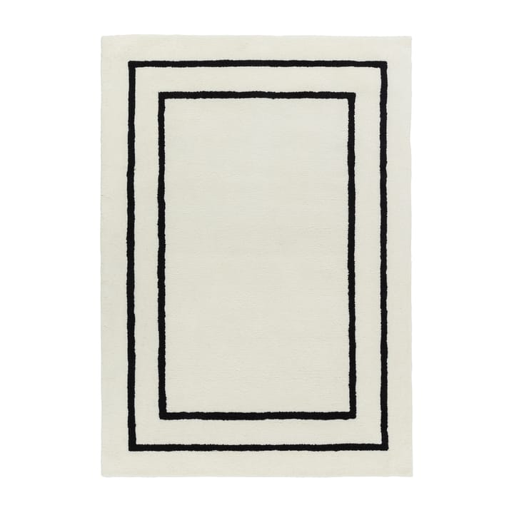 Alfombra de lana Borders, Blanco-negro 200x300 cm Scandi Living