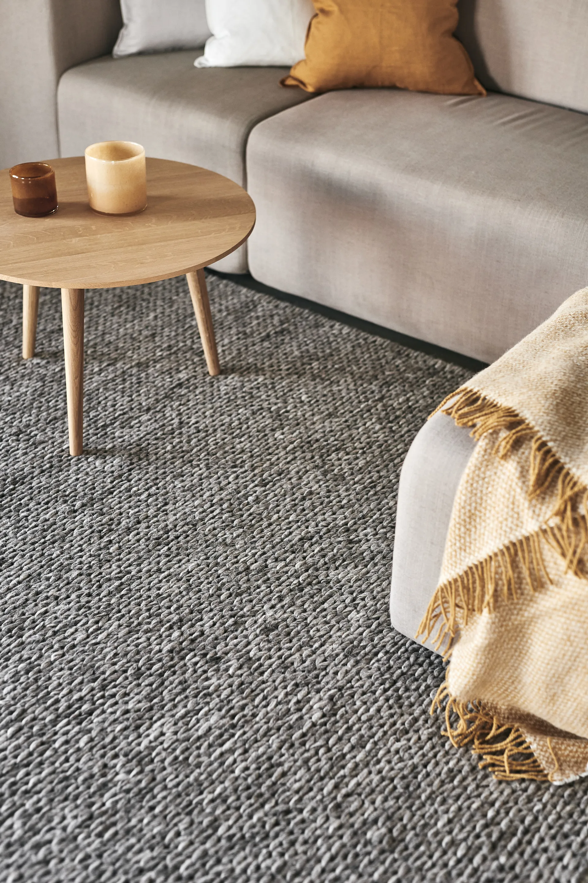 Alfombra de lana Braided gris natural, 200x300 cm Scandi Living
