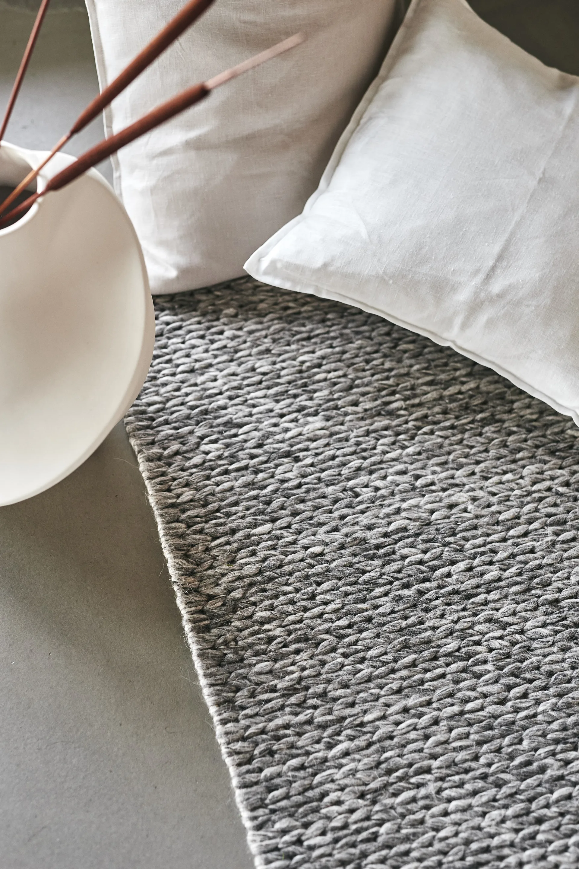 Alfombra de lana Braided gris natural, 200x300 cm Scandi Living