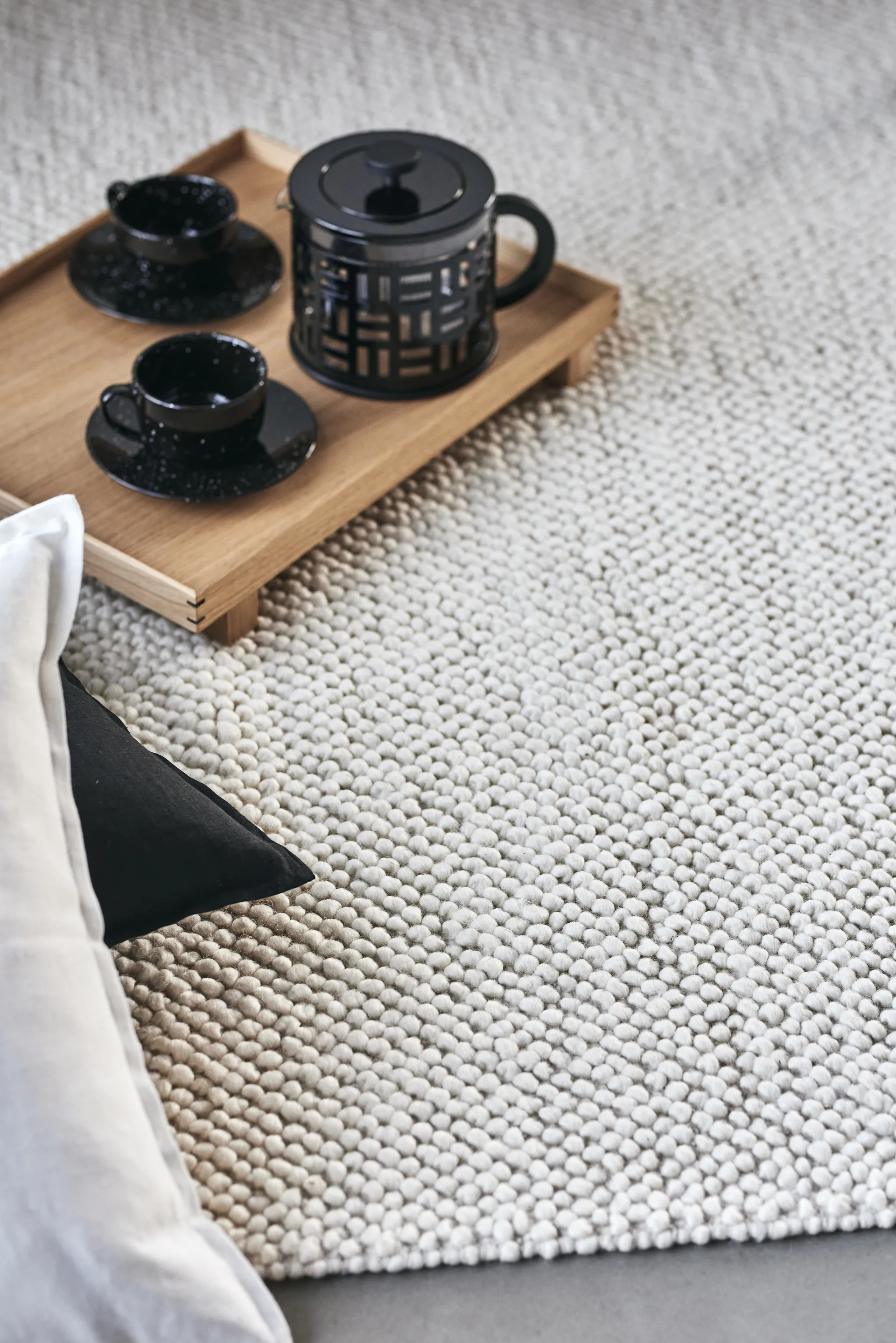 Alfombra de lana Flock blanco natural, 170x240 cm Scandi Living
