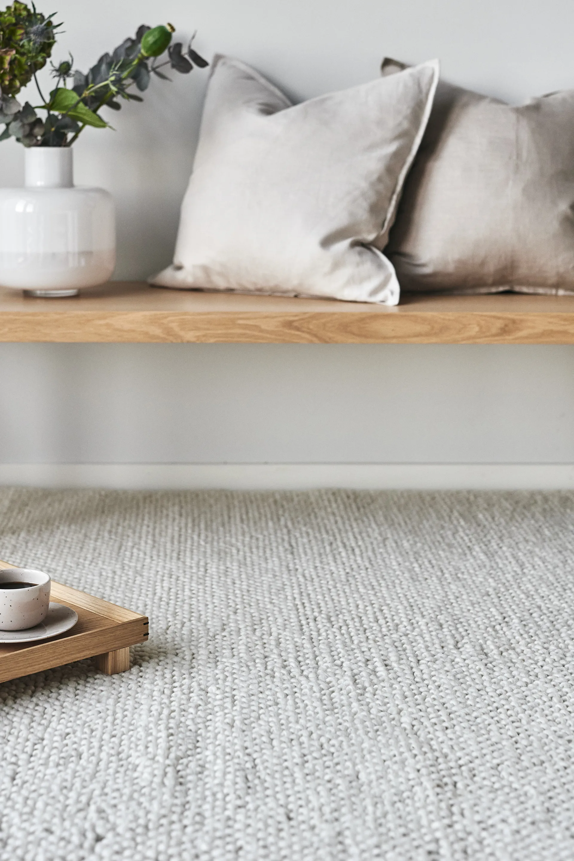 Alfombra de lana Flock blanco natural, 170x240 cm Scandi Living