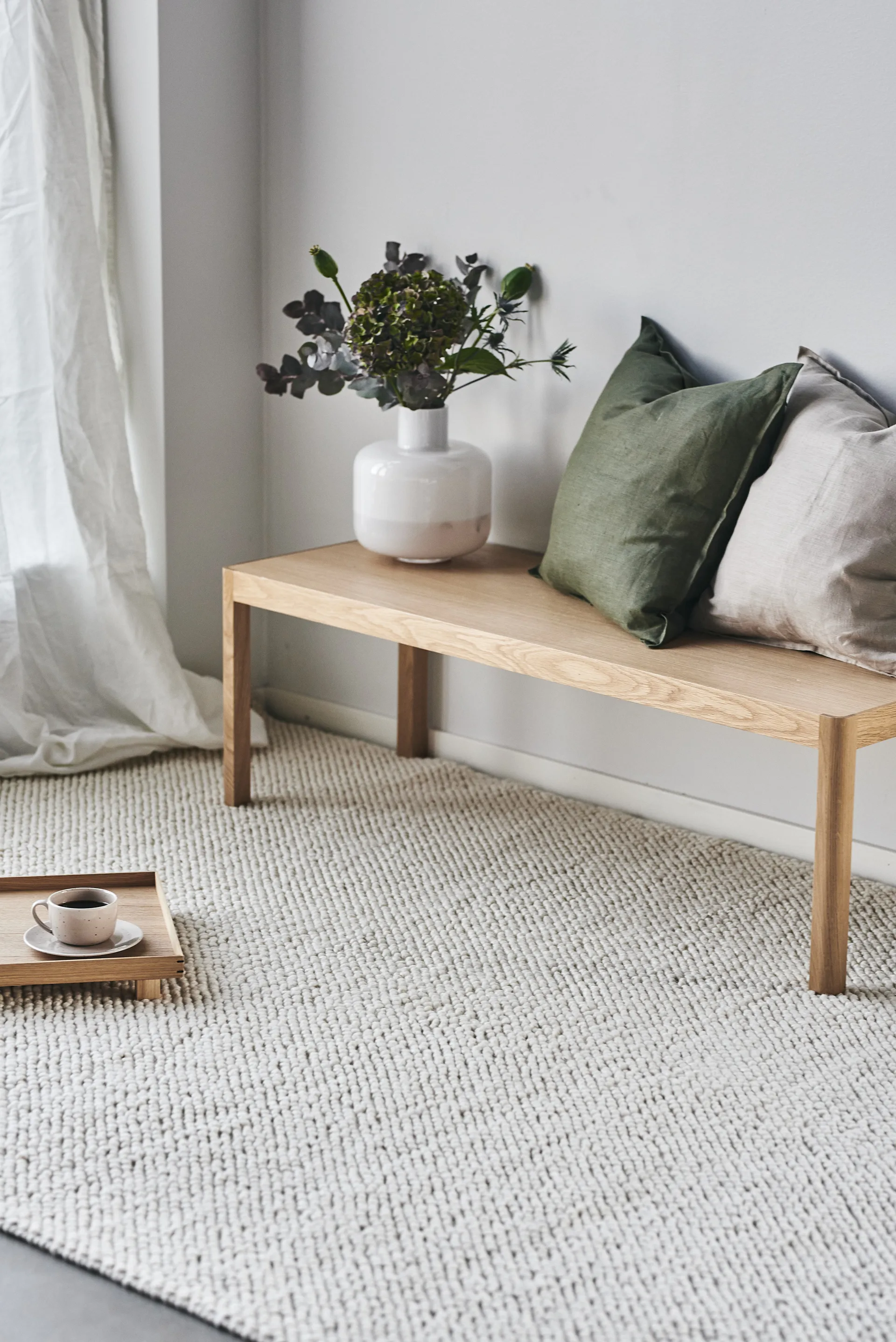 Alfombra de lana Flock blanco natural, 170x240 cm Scandi Living