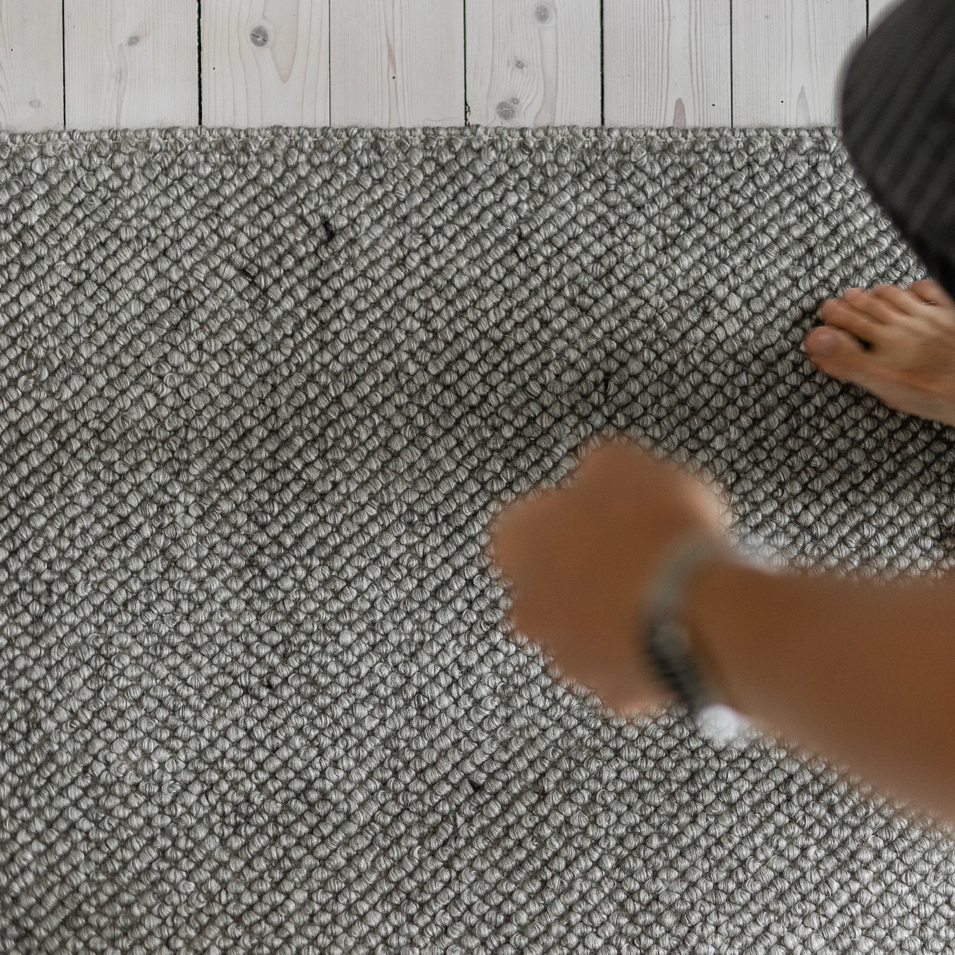 Alfombra de lana Flock gris natural, 170x240 cm Scandi Living
