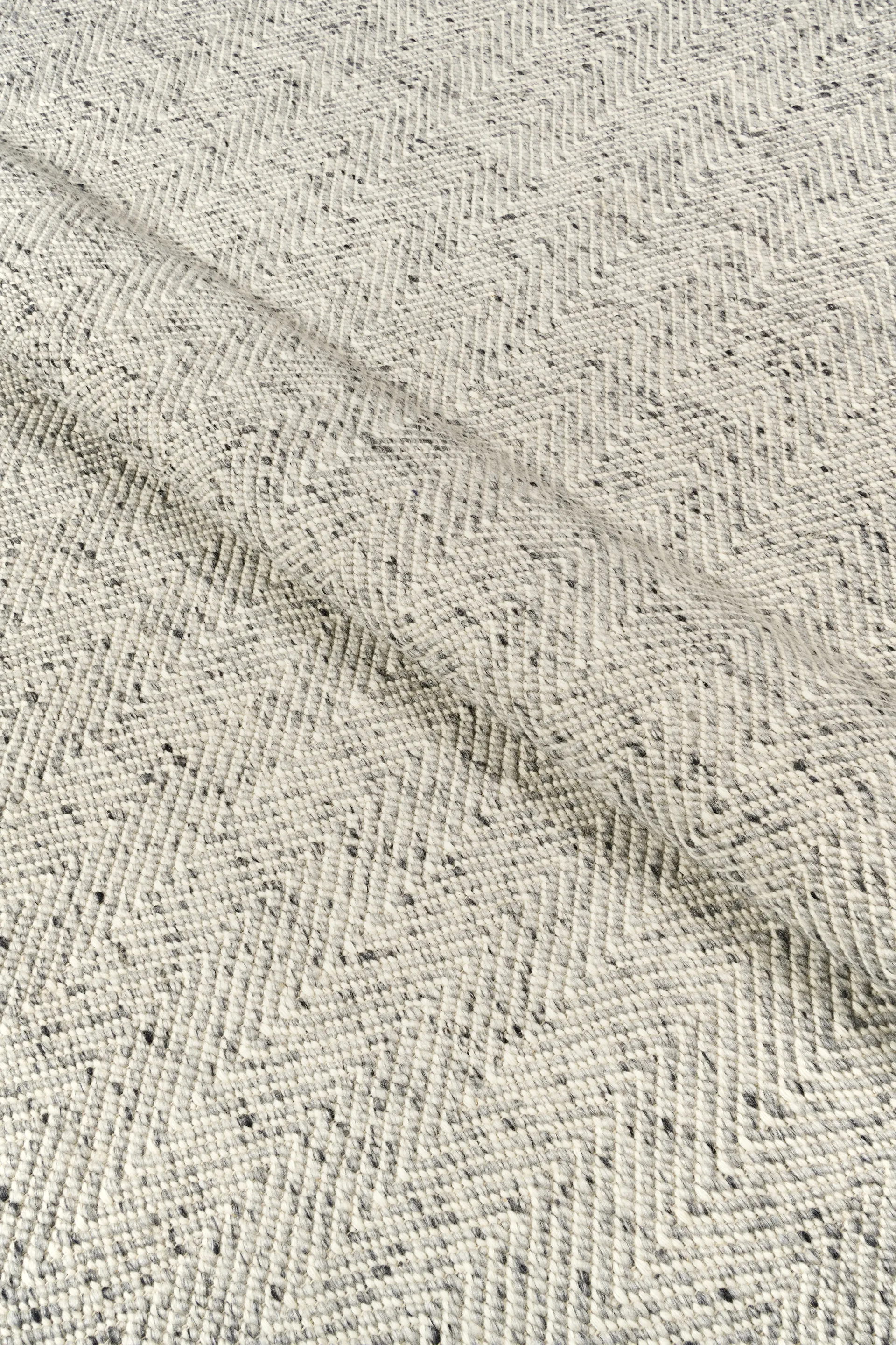 Alfombra de lana Furrow blanco natural/gris, 80x240 cm Scandi Living
