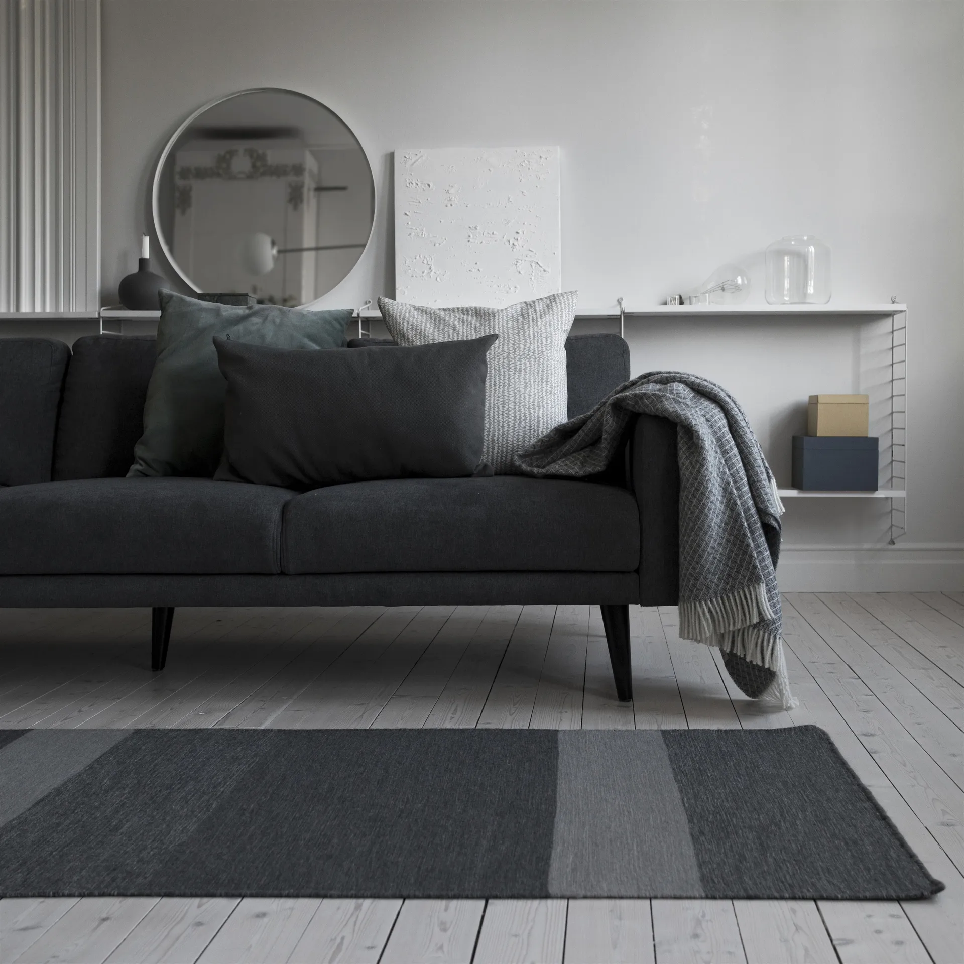 Alfombra de lana Granite gris oscuro, 80 x 240 cm Scandi Living