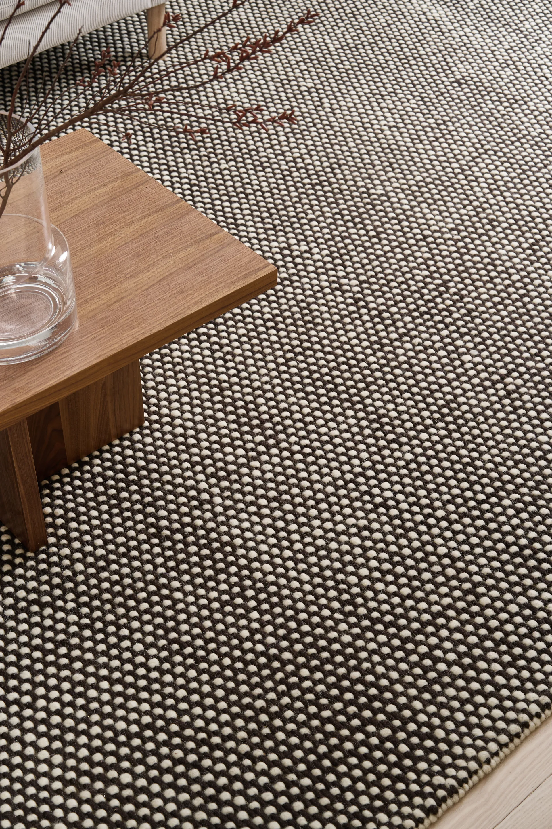 Alfombra de lana Hill blanco/marrón, 170x240 cm Scandi Living