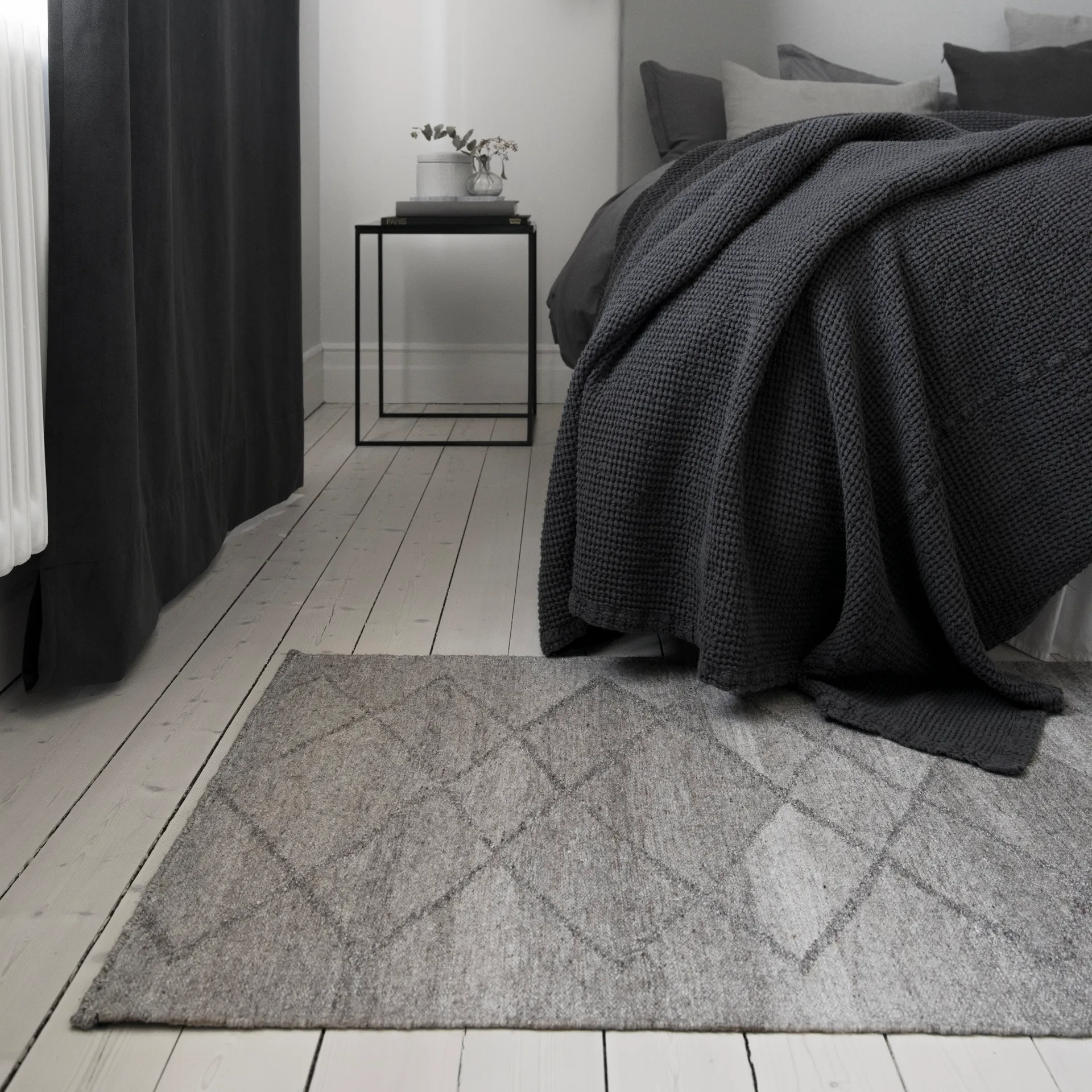Alfombra de lana Peak gris natural, 80 x 240 cm Scandi Living