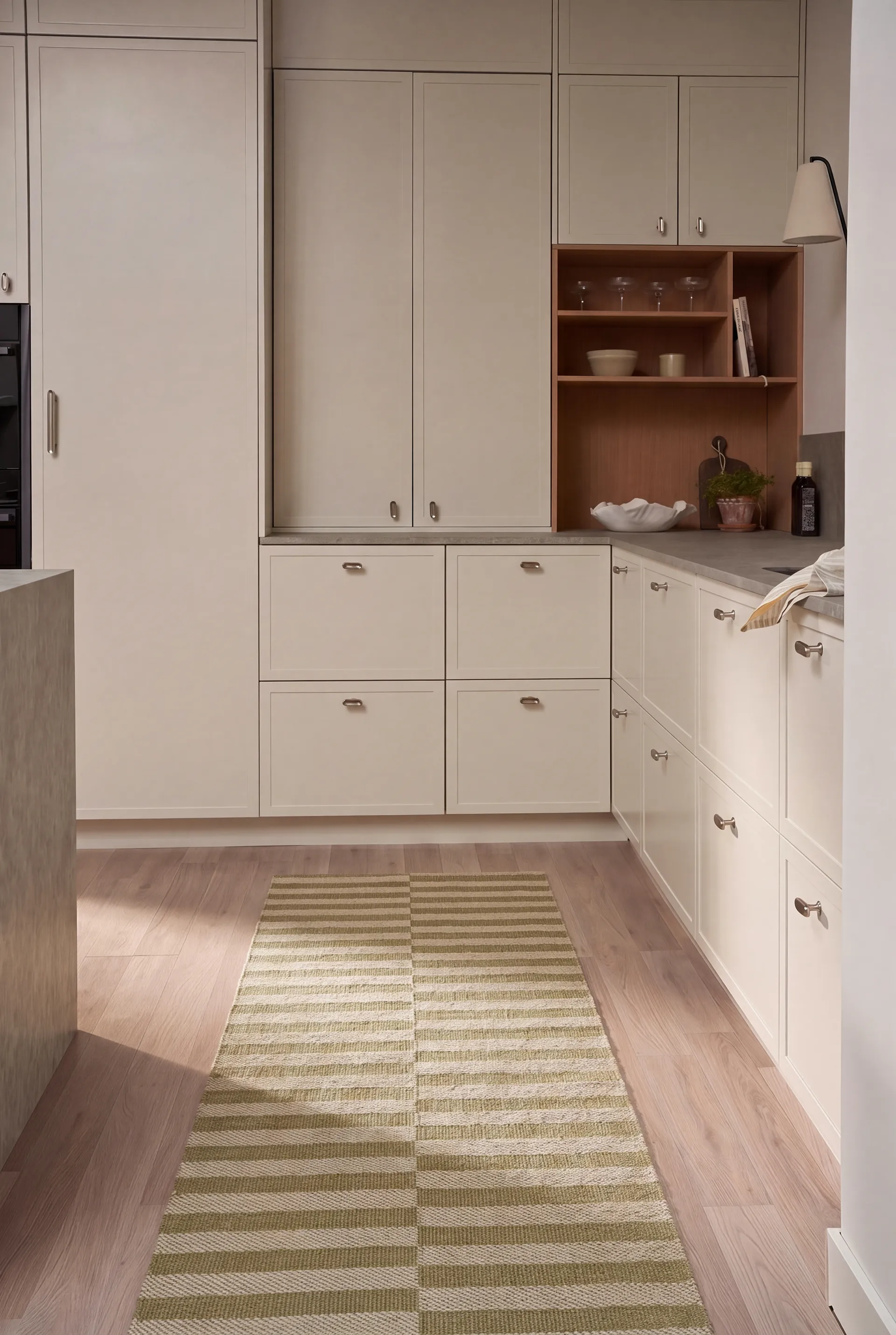 Alfombra pasillera Path , Olive green, 70x200 cm Scandi Living