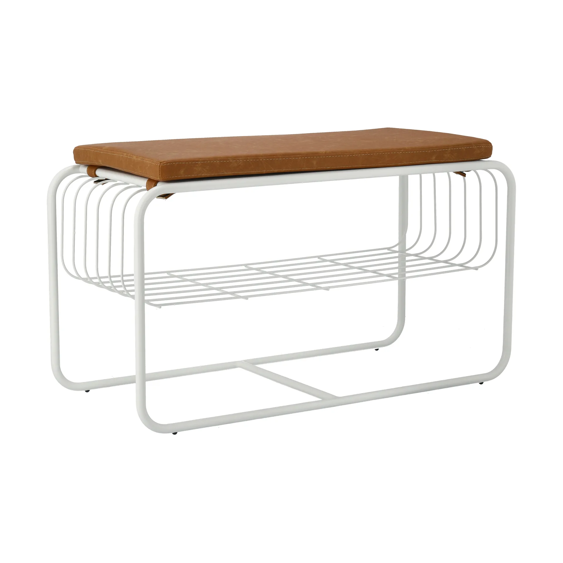 Banco/estante zapatero Nod 80x36x42 cm, White Scandi Living