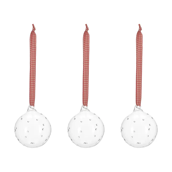 Bola de Navidad con lazo Grace, 3-pack - Rojo - Scandi Living