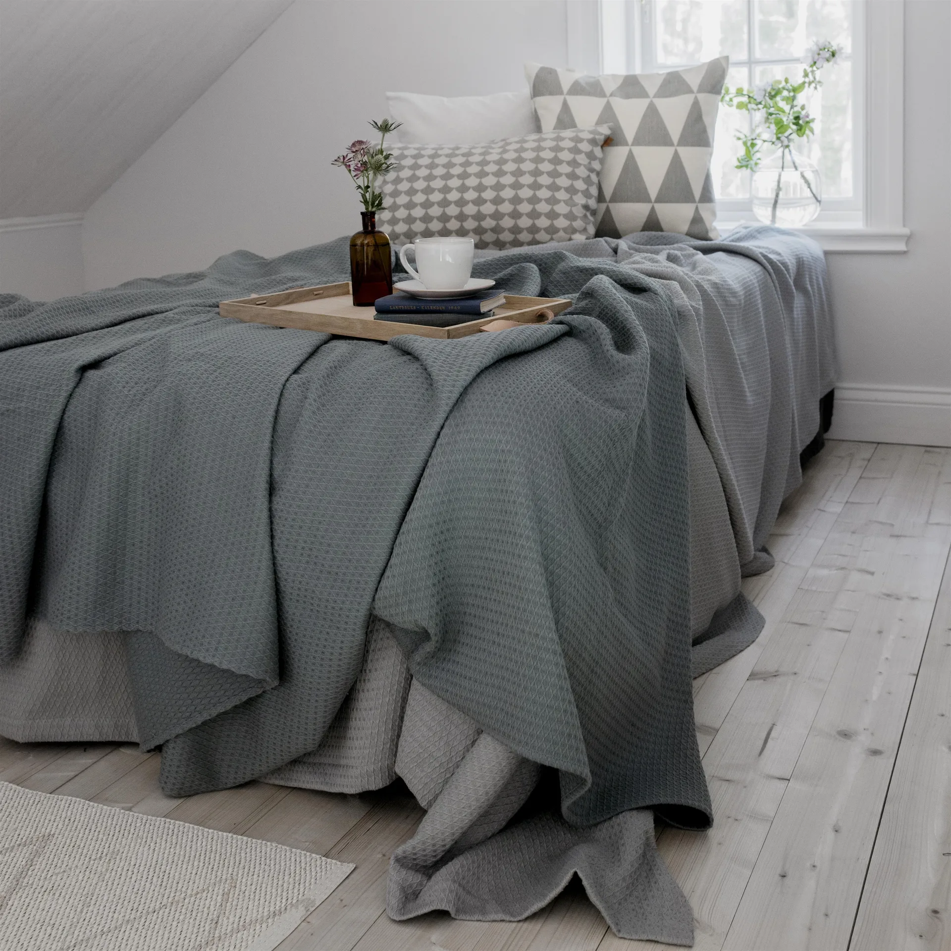 Colcha de cama Kimono 139x260 cm, dusty petrol Scandi Living