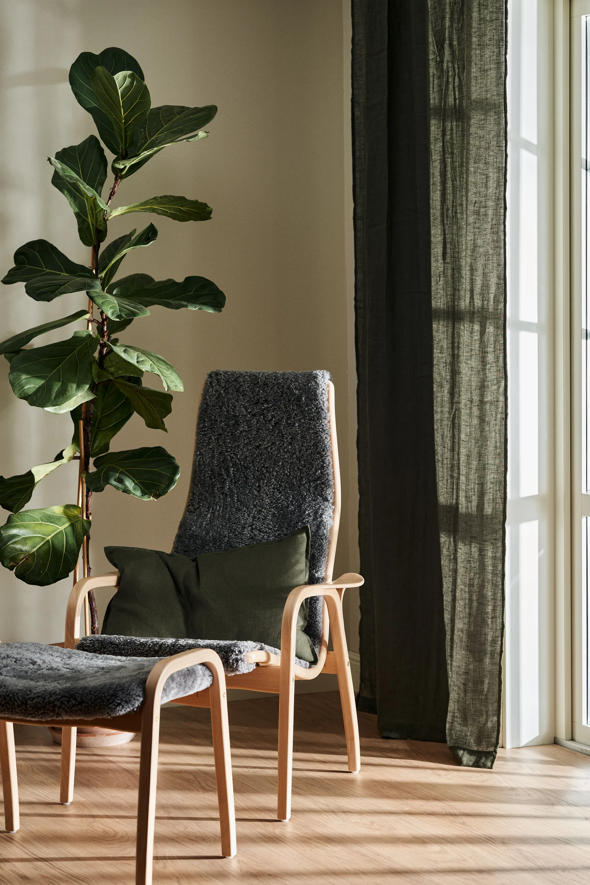 Cortina con multibanda Tranquility 139x250 cm, Verde musgo Scandi Living