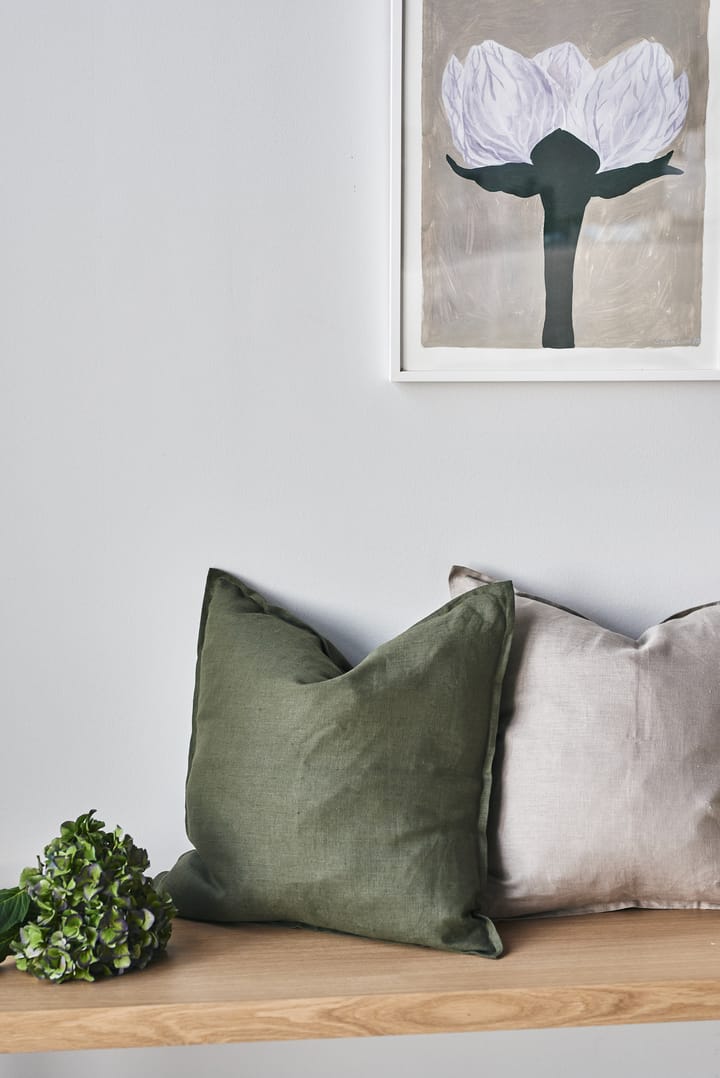 Funda de cojín Calm lino 50x50 cm, Forest Green Scandi Living