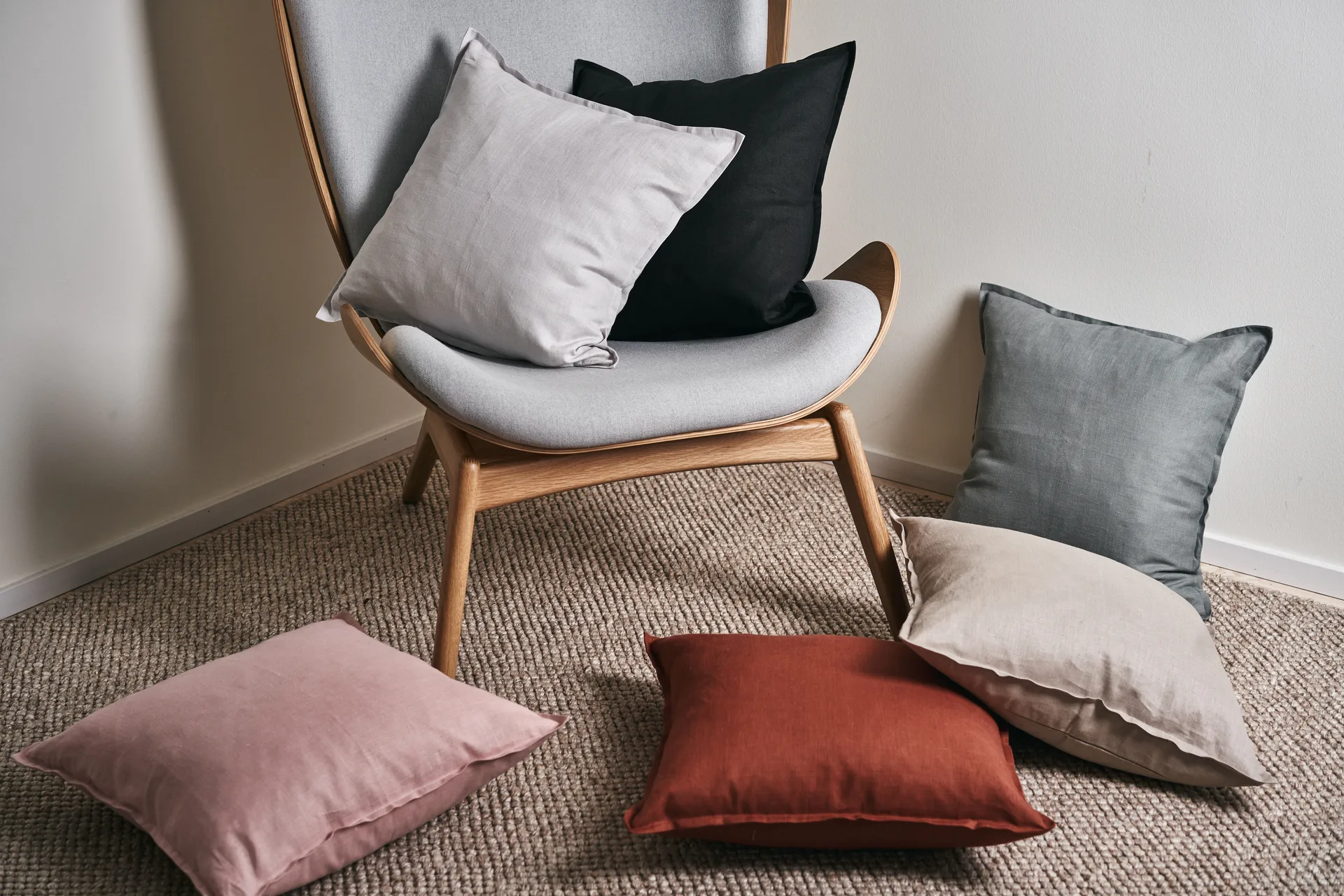 Funda de cojín Calm lino 50x50 cm, Icy Grey Scandi Living