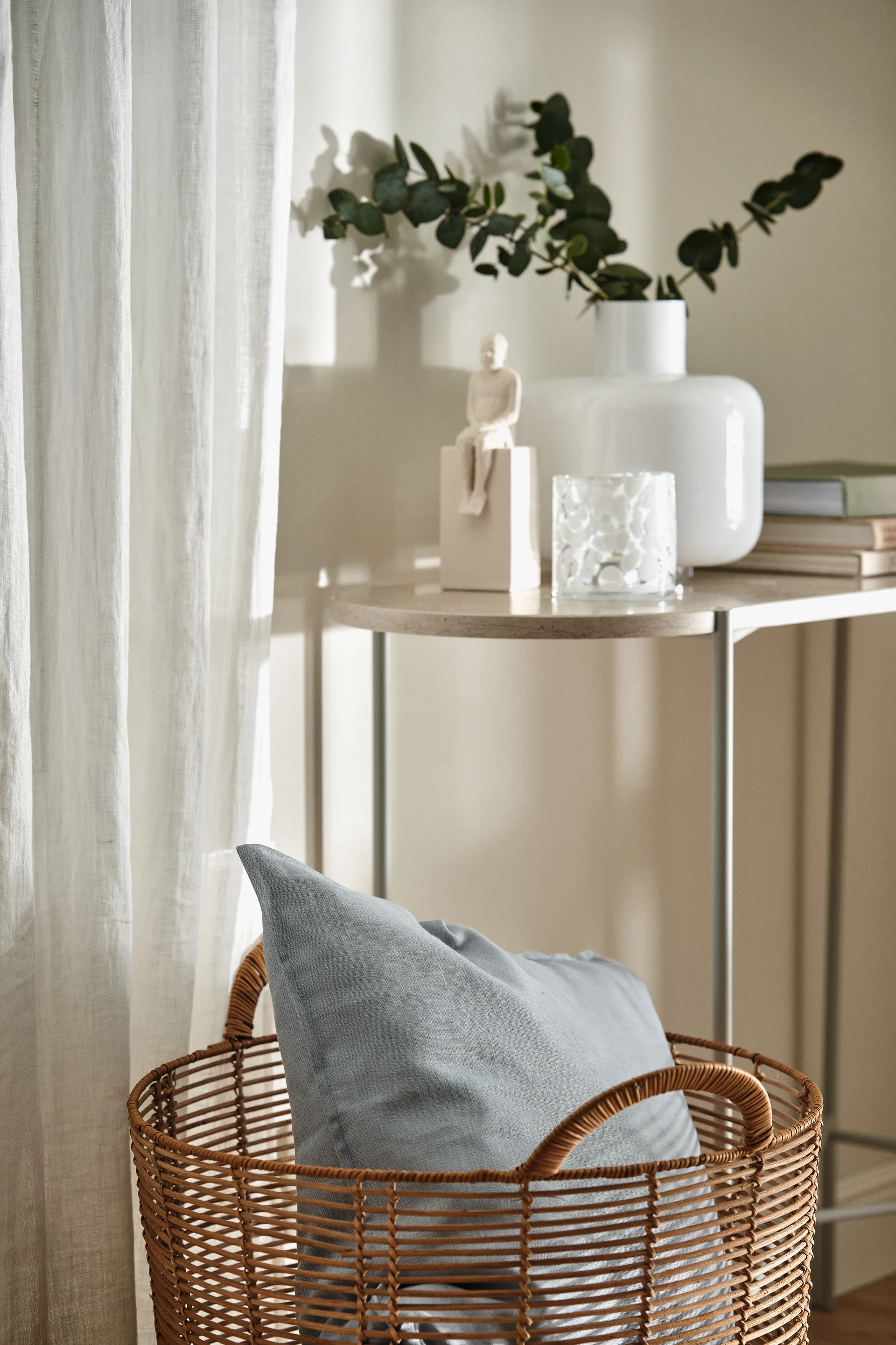 Funda de cojín Calm lino 50x50 cm, Sky Blue Scandi Living