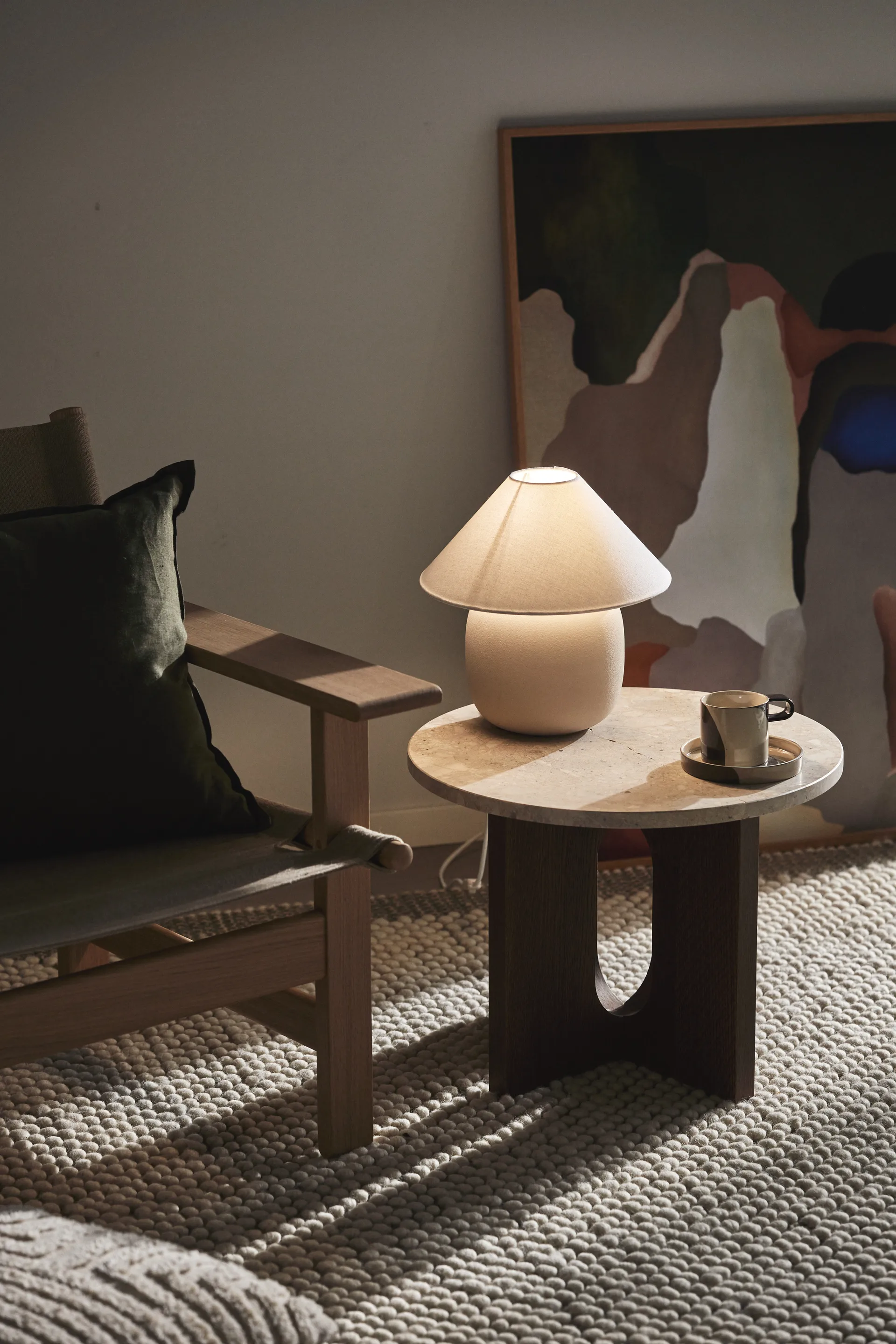 Lámpara de mesa Boulder 29 cm beige-white,  Scandi Living