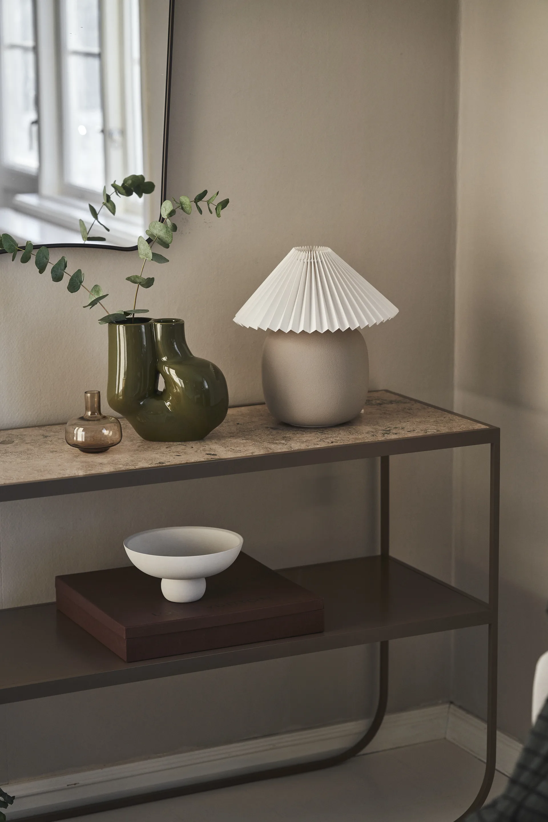 Lámpara de mesa Boulder 29 cm grey-pleated white,  Scandi Living