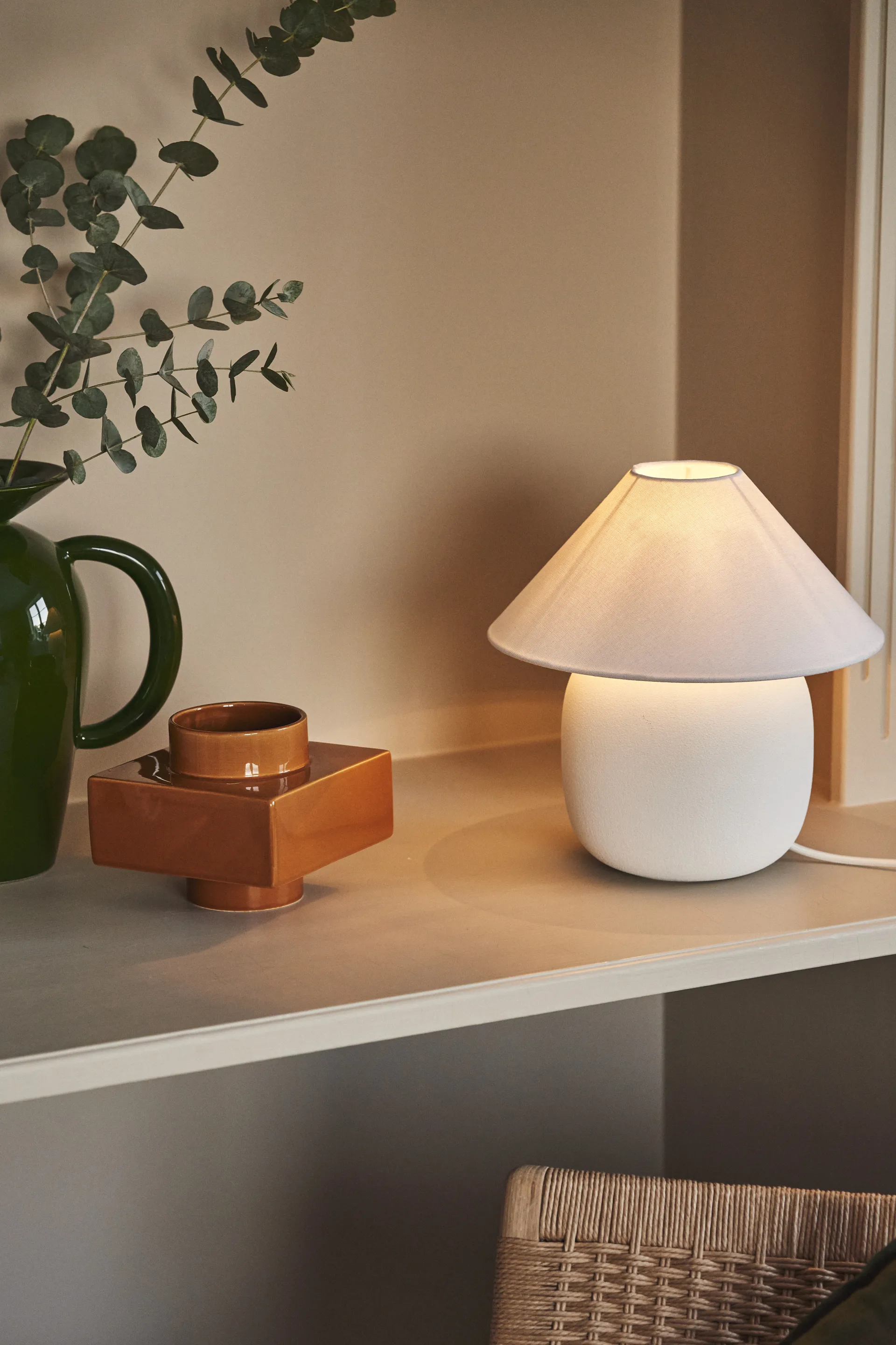 Lámpara de mesa Boulder 29 cm white-white,  Scandi Living