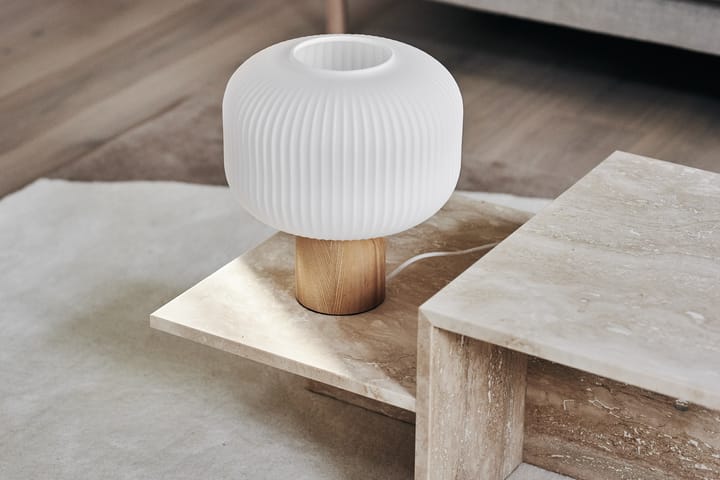 Lámpara de mesa Fair 34,5 cm, Vidrio escarchado-fresno Scandi Living