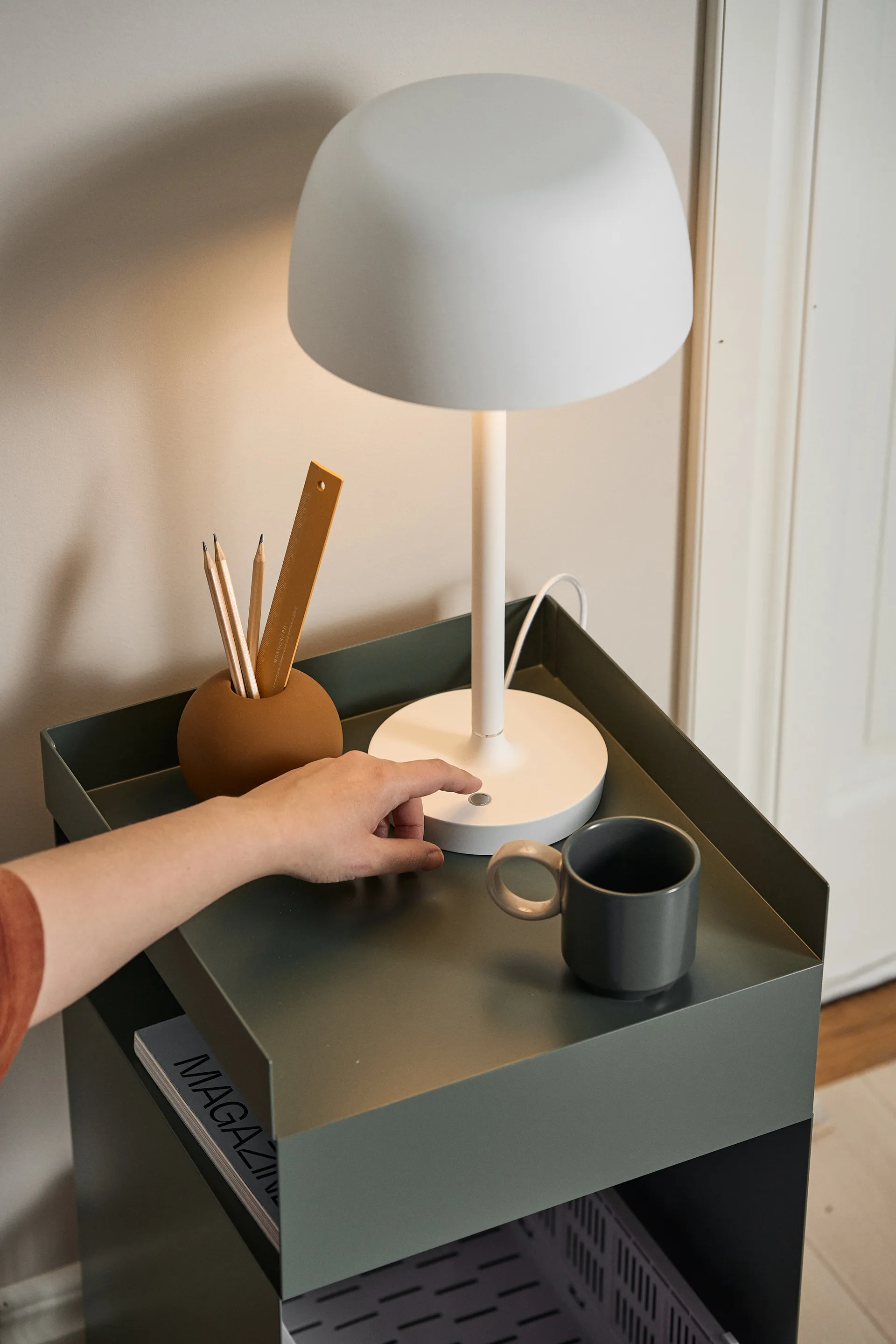 Lámpara de mesa Halo 45,5 cm, White Scandi Living