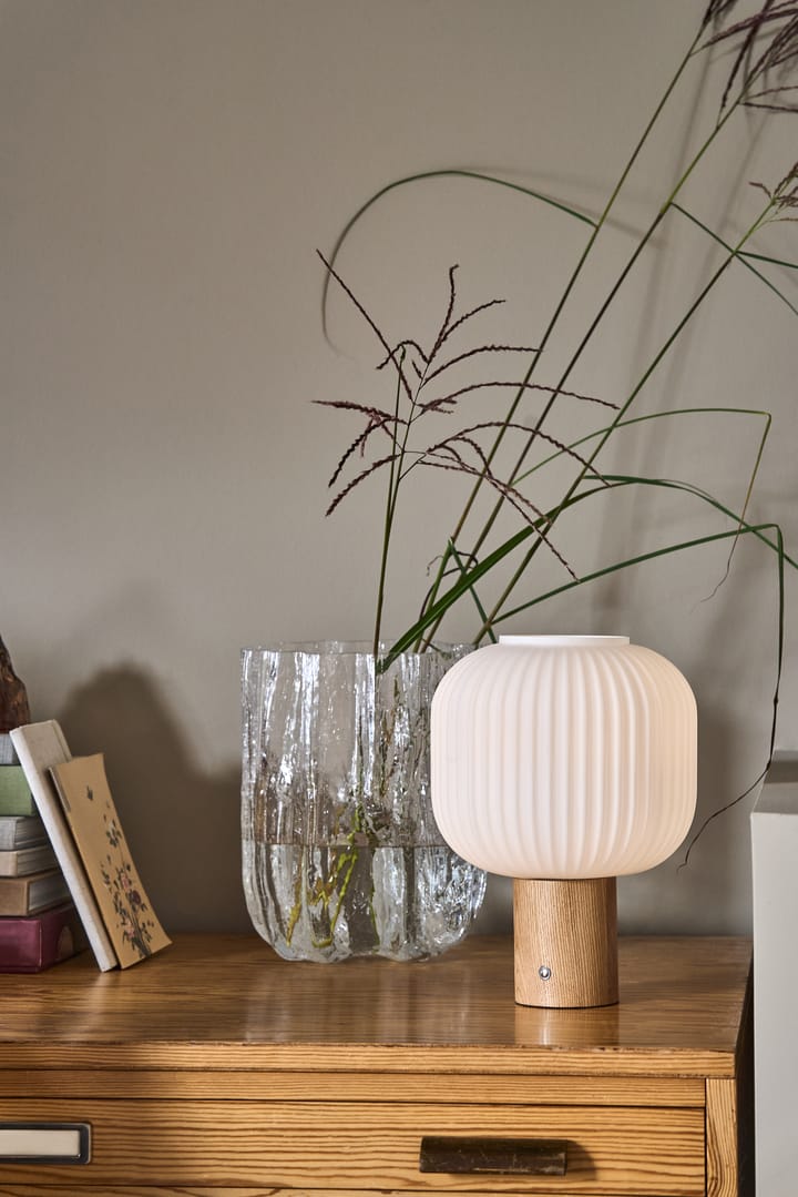 Lámpara de mesa portátil Fair, Vidrio esmerilado-fresno Scandi Living