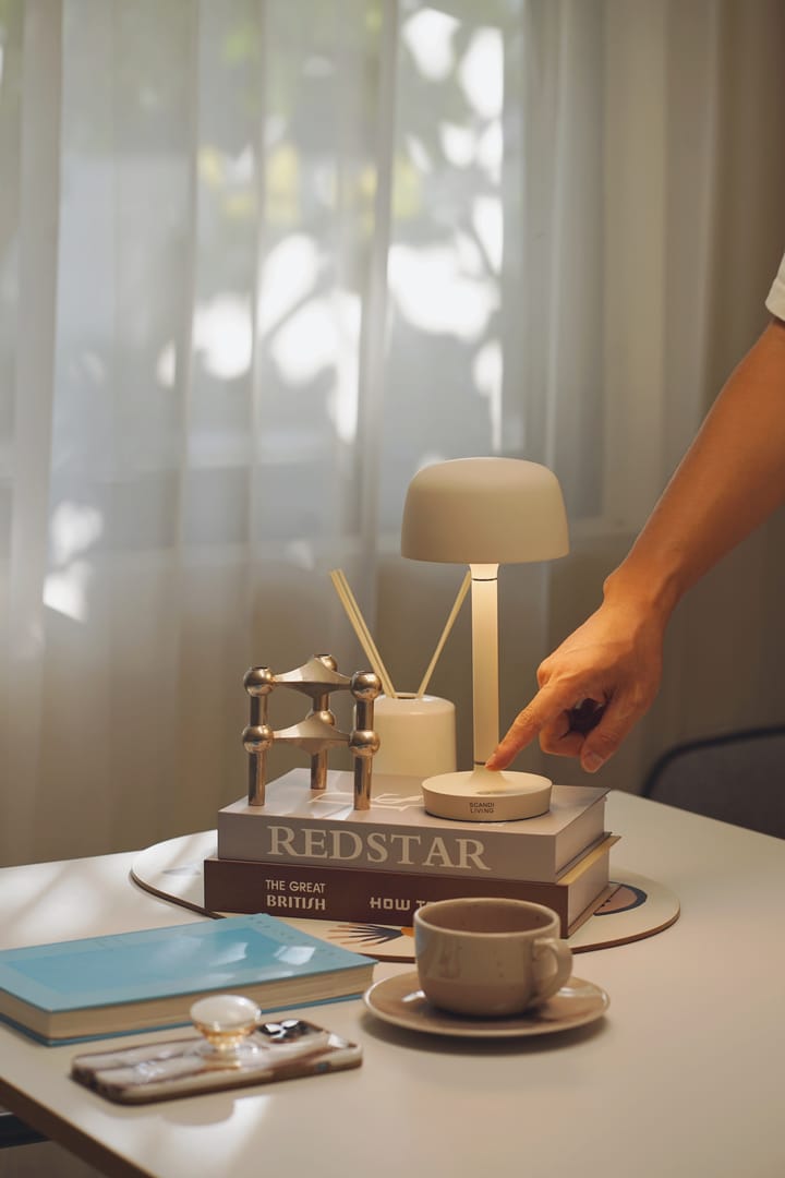 Lámpara de mesa portátil Halo 25,5 cm, Beige Scandi Living