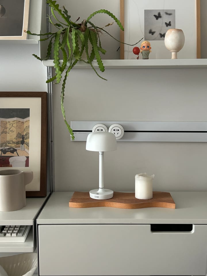 Lámpara de mesa portátil Halo 25,5 cm, White Scandi Living