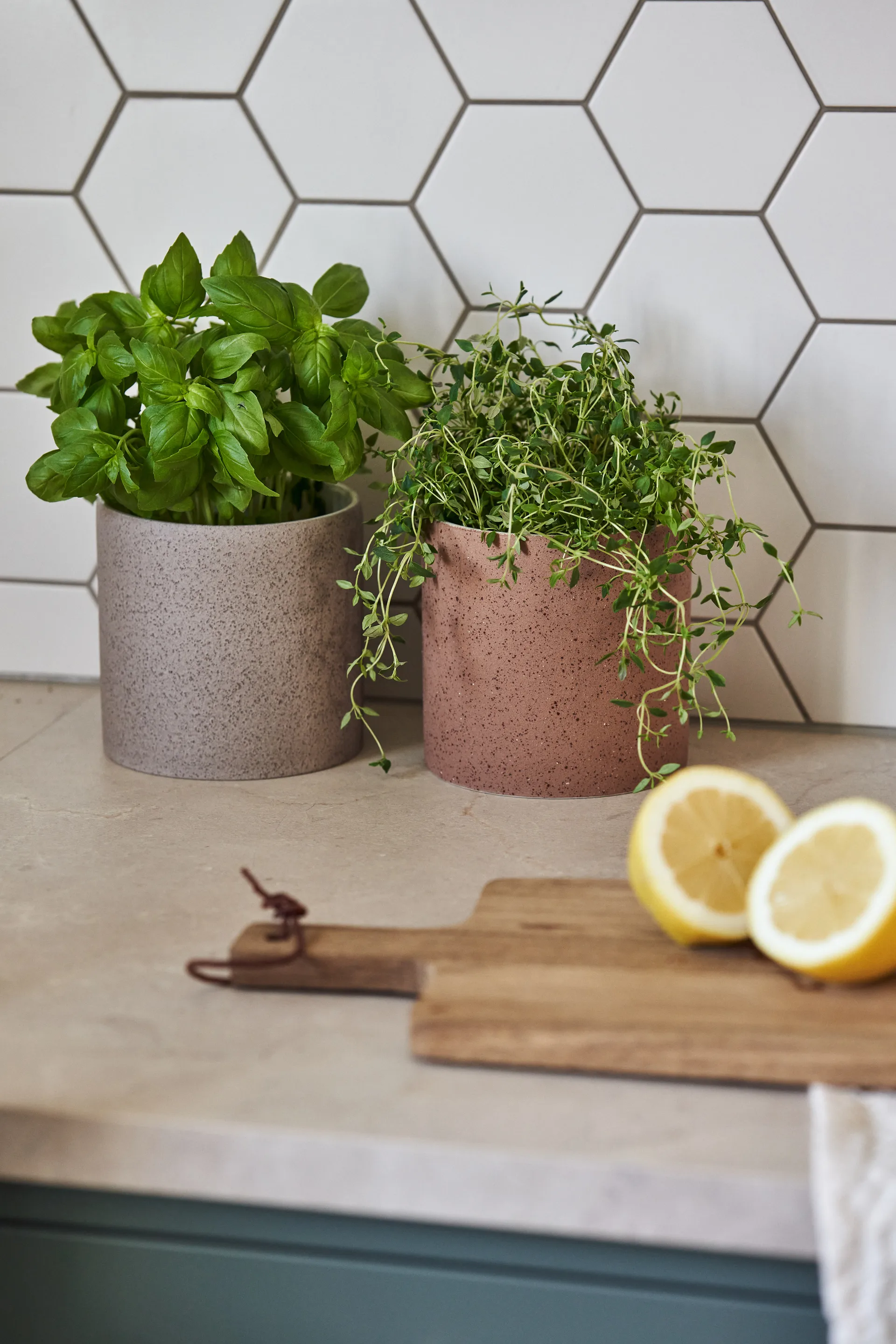 Maceta Speckled Ø12 cm, Beige Scandi Living