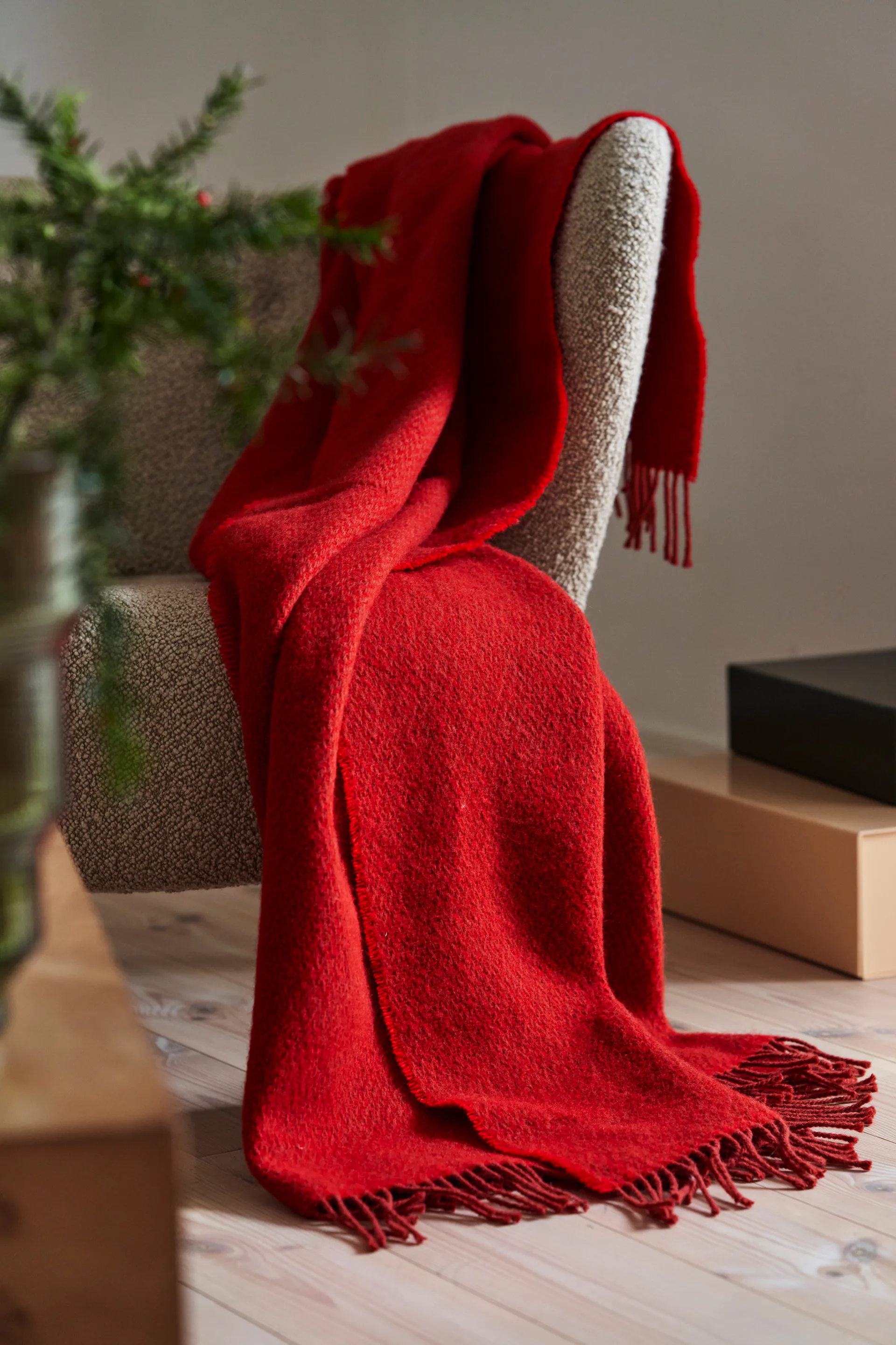 Manta de lana Sandstone 130x180 cm, Rojo Scandi Living