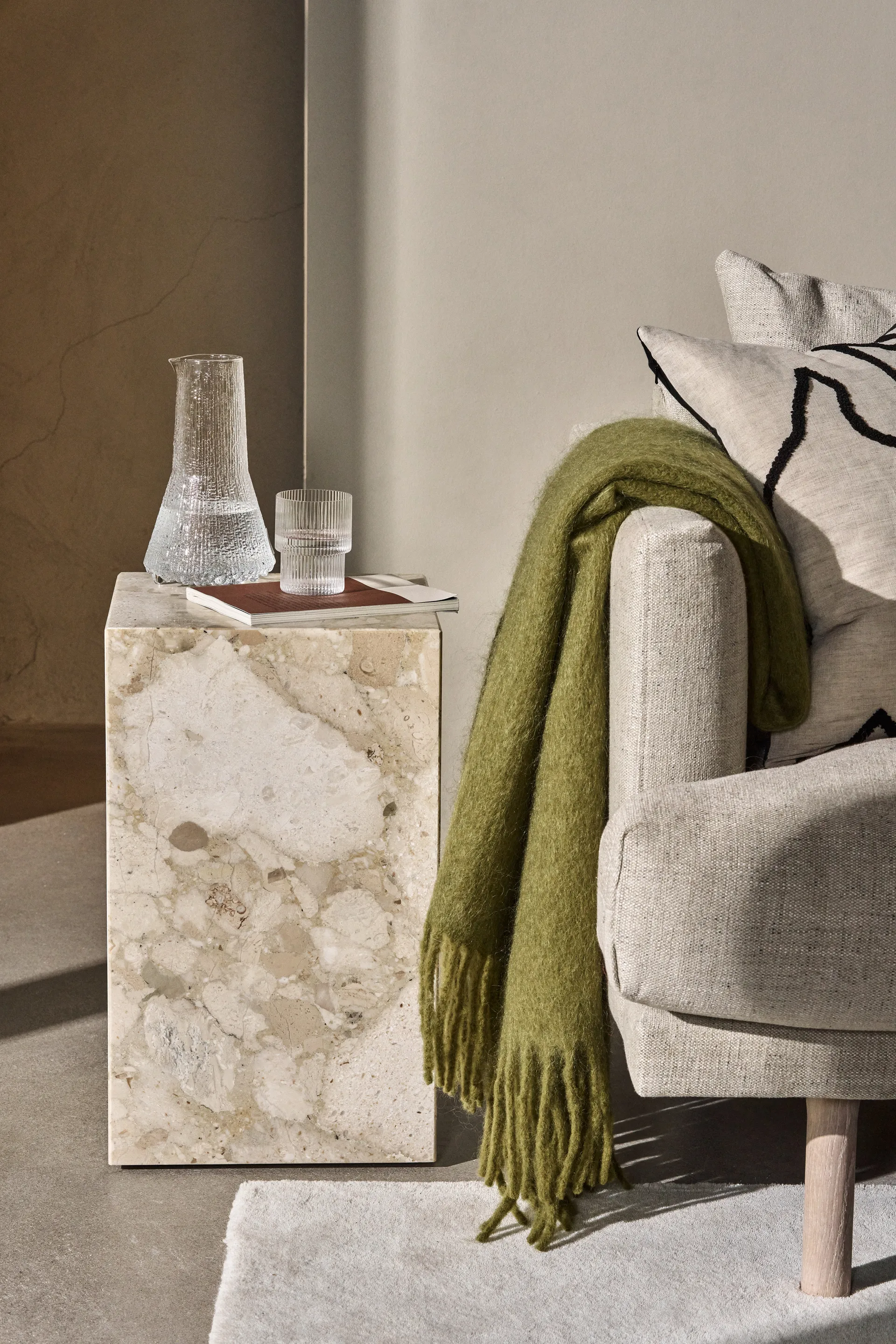 Manta Dune de mohair 130x170 cm, Olive Scandi Living