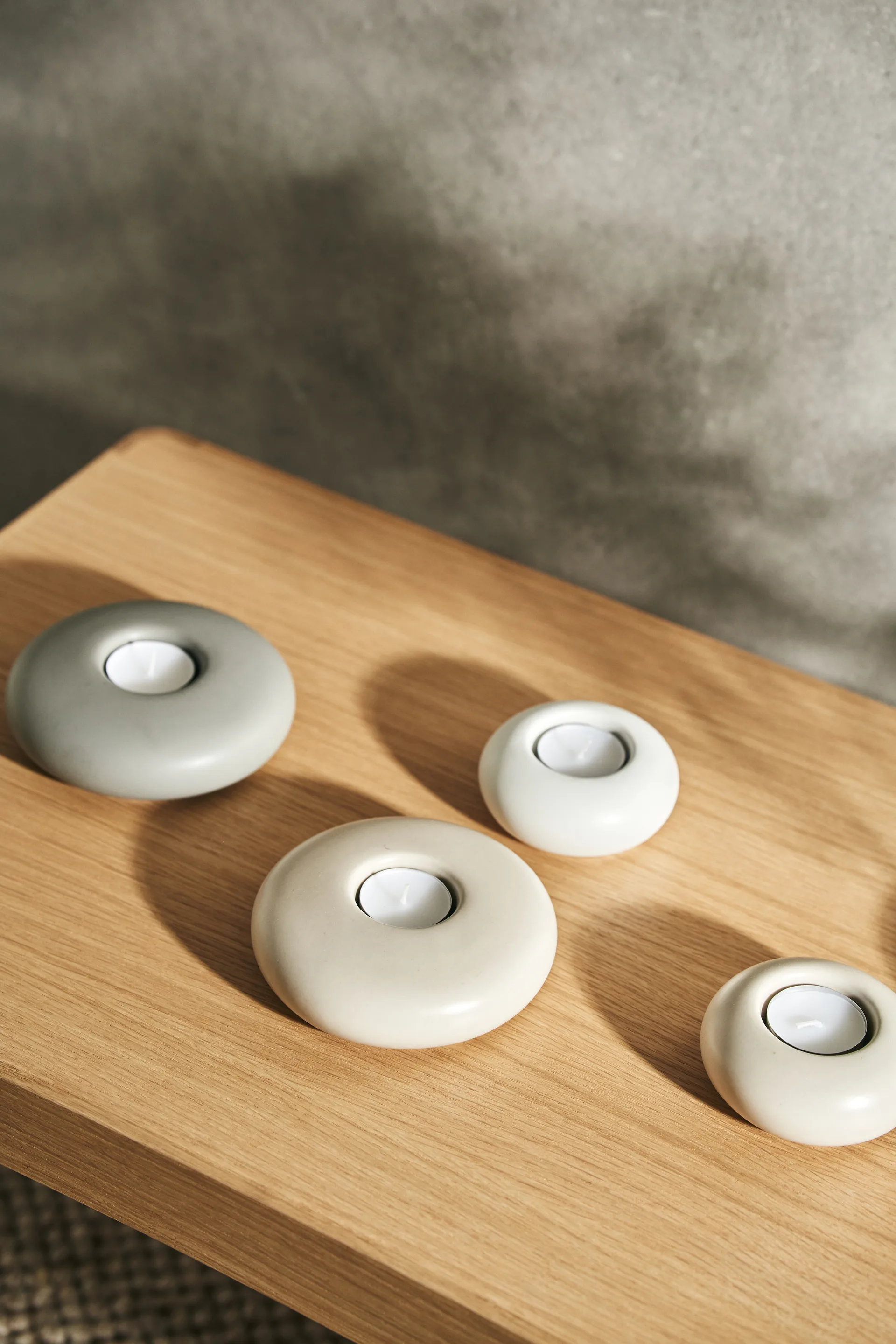 Portavelas Stone Ø9 cm, blanco Scandi Living