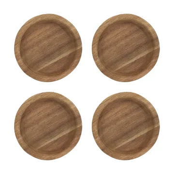 Posavasos de vidrio Hollow Ø9 cm 4-pack - Acacia - Scandi Living