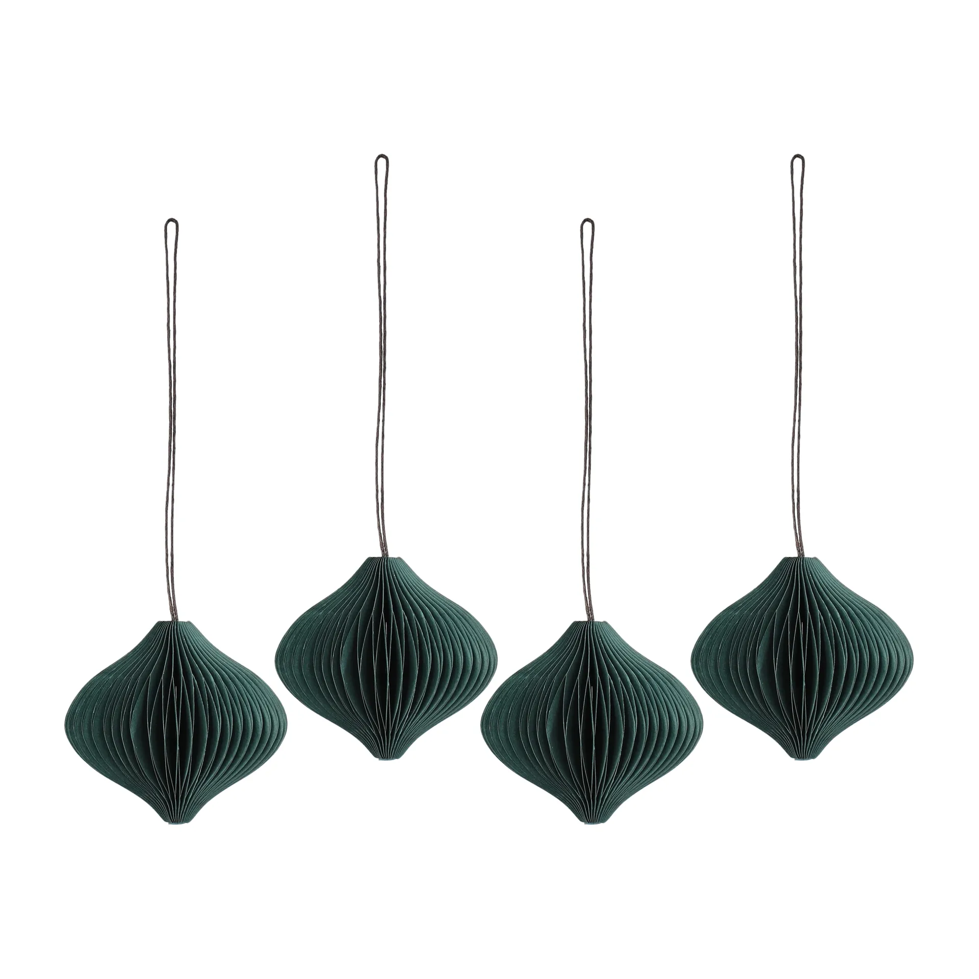 Set de 4 bolas de Navidad Onion, Verde musgo Scandi Living