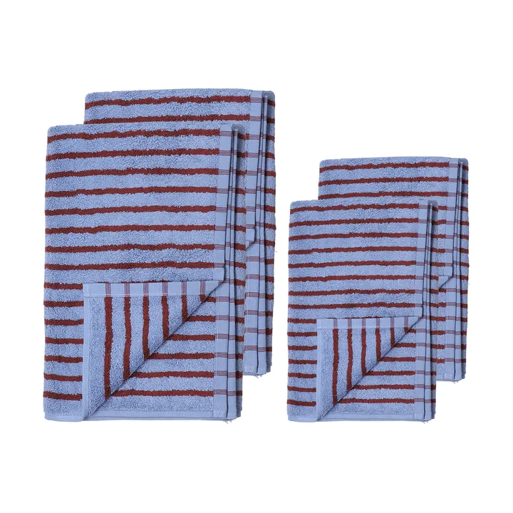 Set de toallas Drift 4 piezas - Azul-rojo - Scandi Living