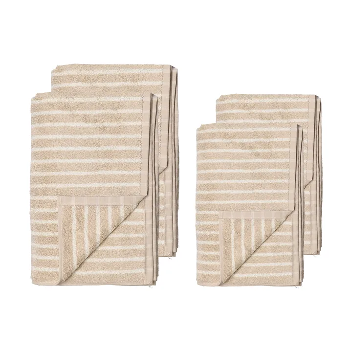 Set de toallas Drift 4 piezas - Beige-blanco - Scandi Living