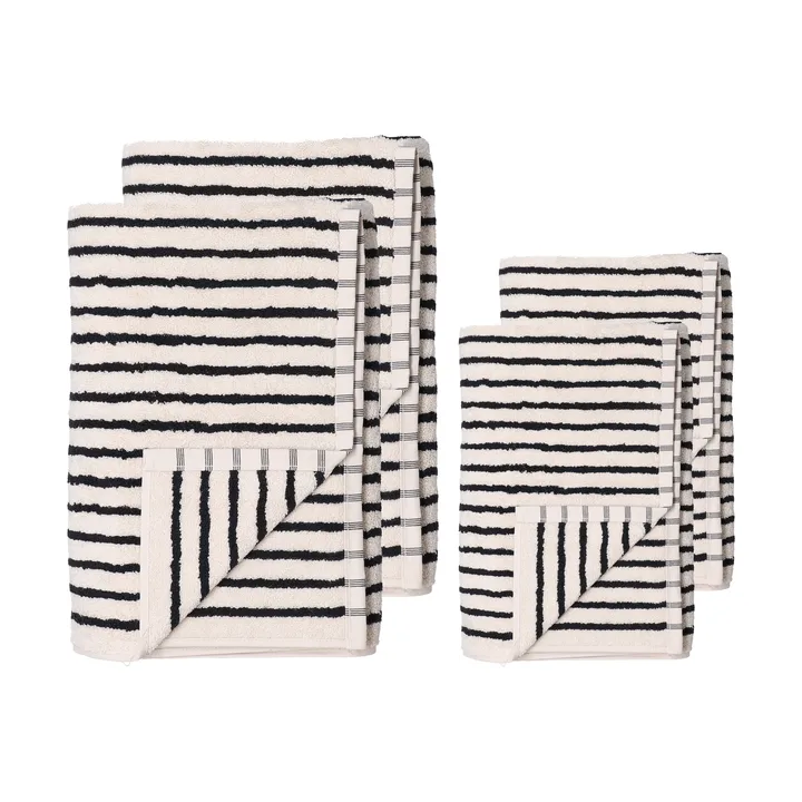 Set de toallas Drift 4 piezas - Blanco-negro - Scandi Living