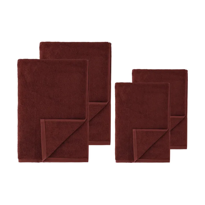 Set de toallas Drift, 4 piezas - Rojo - Scandi Living