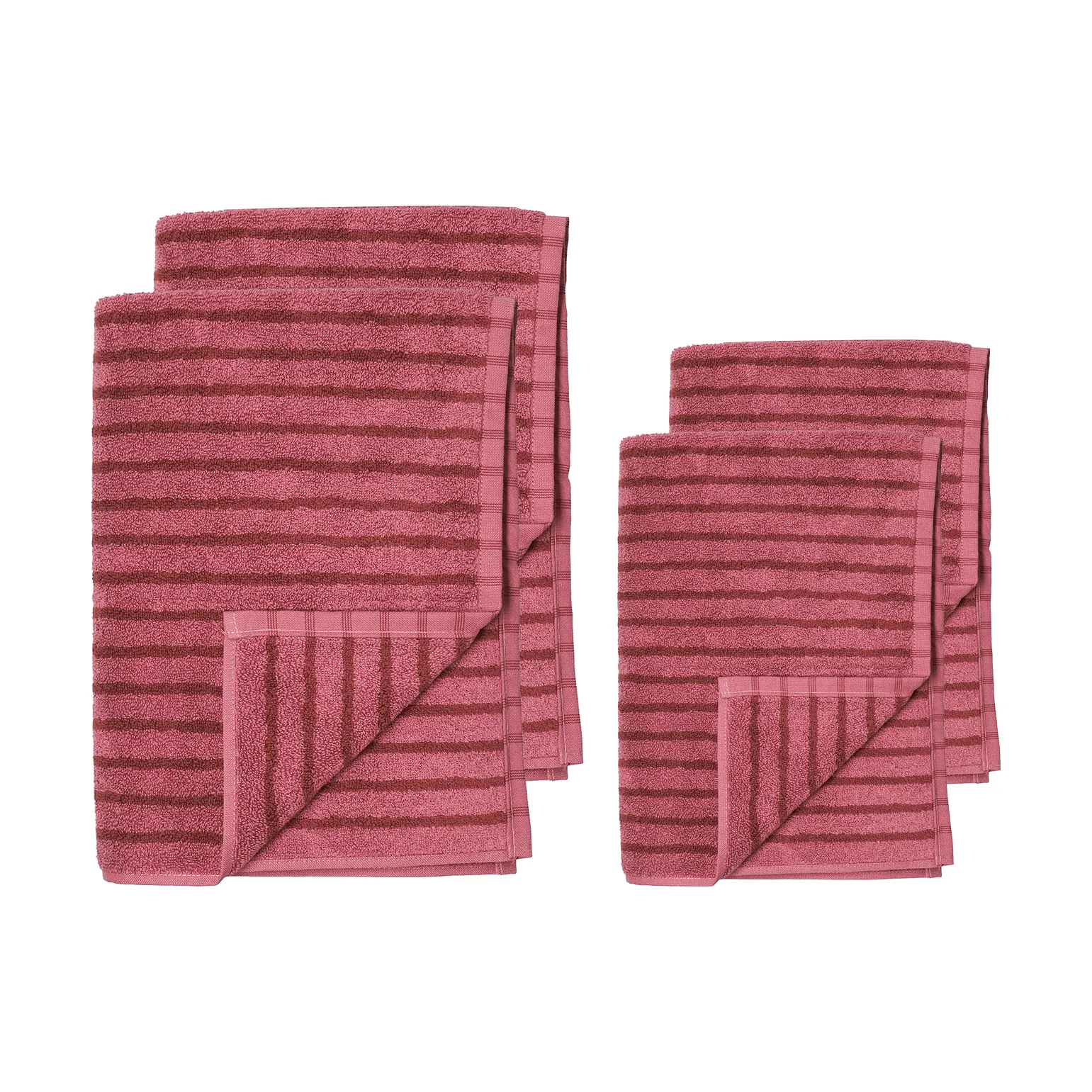 Set de toallas Drift 4 piezas - Rosa-rojo Scandi Living