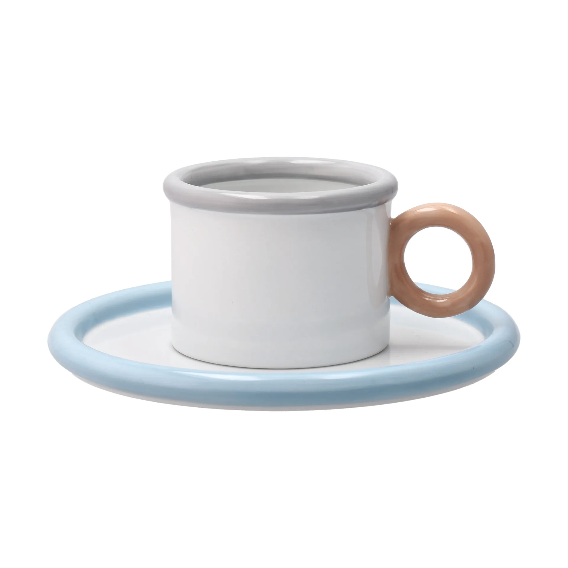 Taza con plato Chunky, Azul-gris Scandi Living