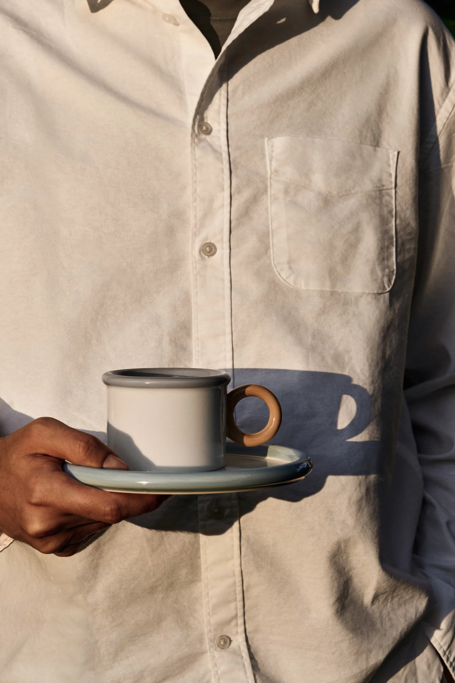 Taza con plato Chunky, Azul-gris Scandi Living