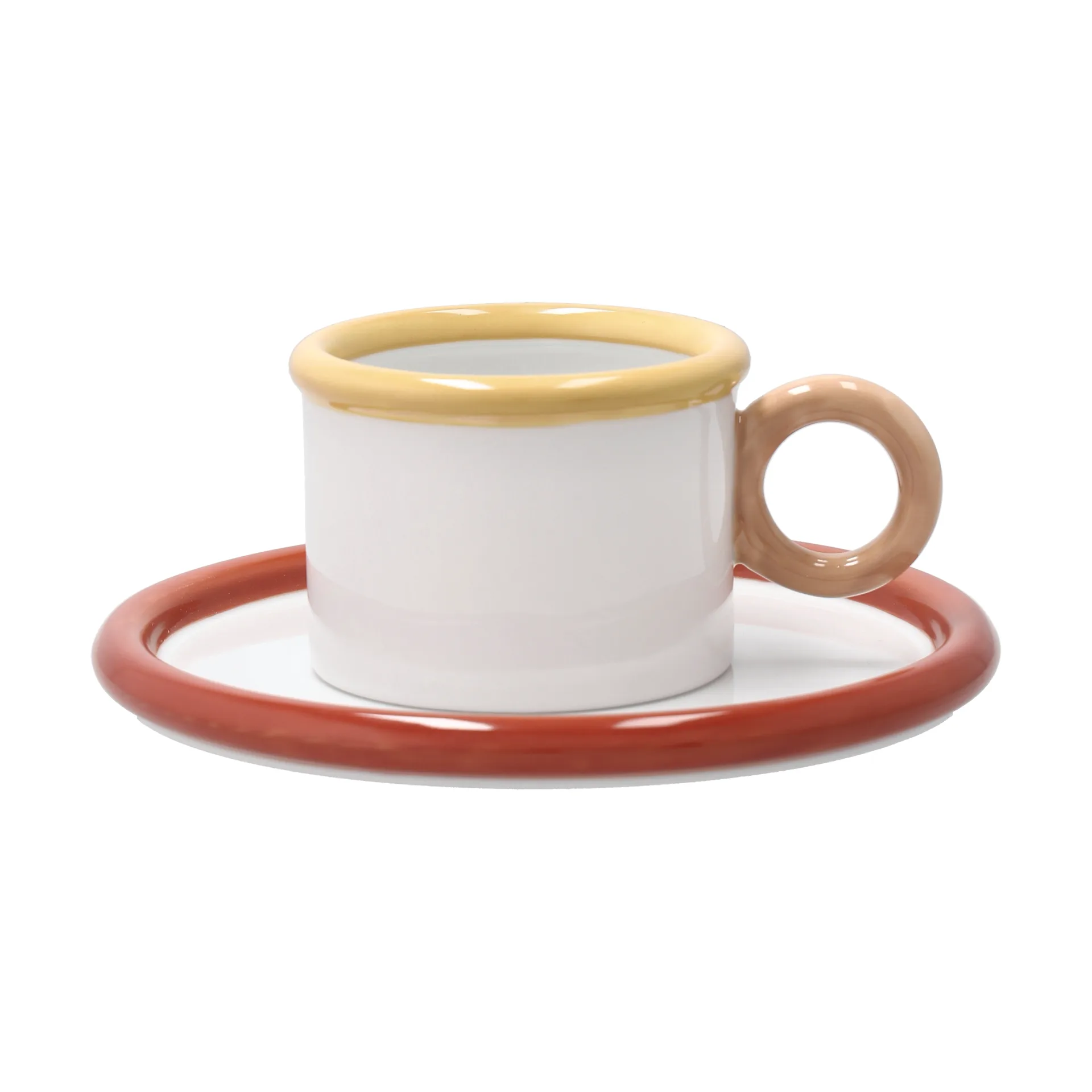 Taza con plato Chunky, Rojo-amarillo Scandi Living