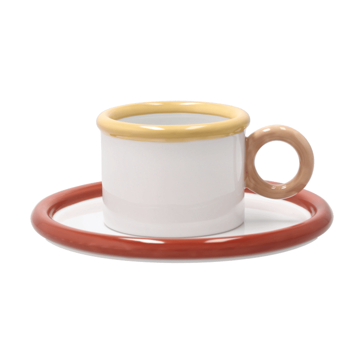 Taza con plato Chunky - Rojo-amarillo - Scandi Living