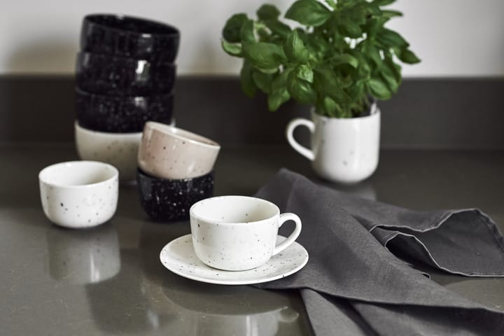 Taza y platillo Freckle 26 cl, blanco Scandi Living