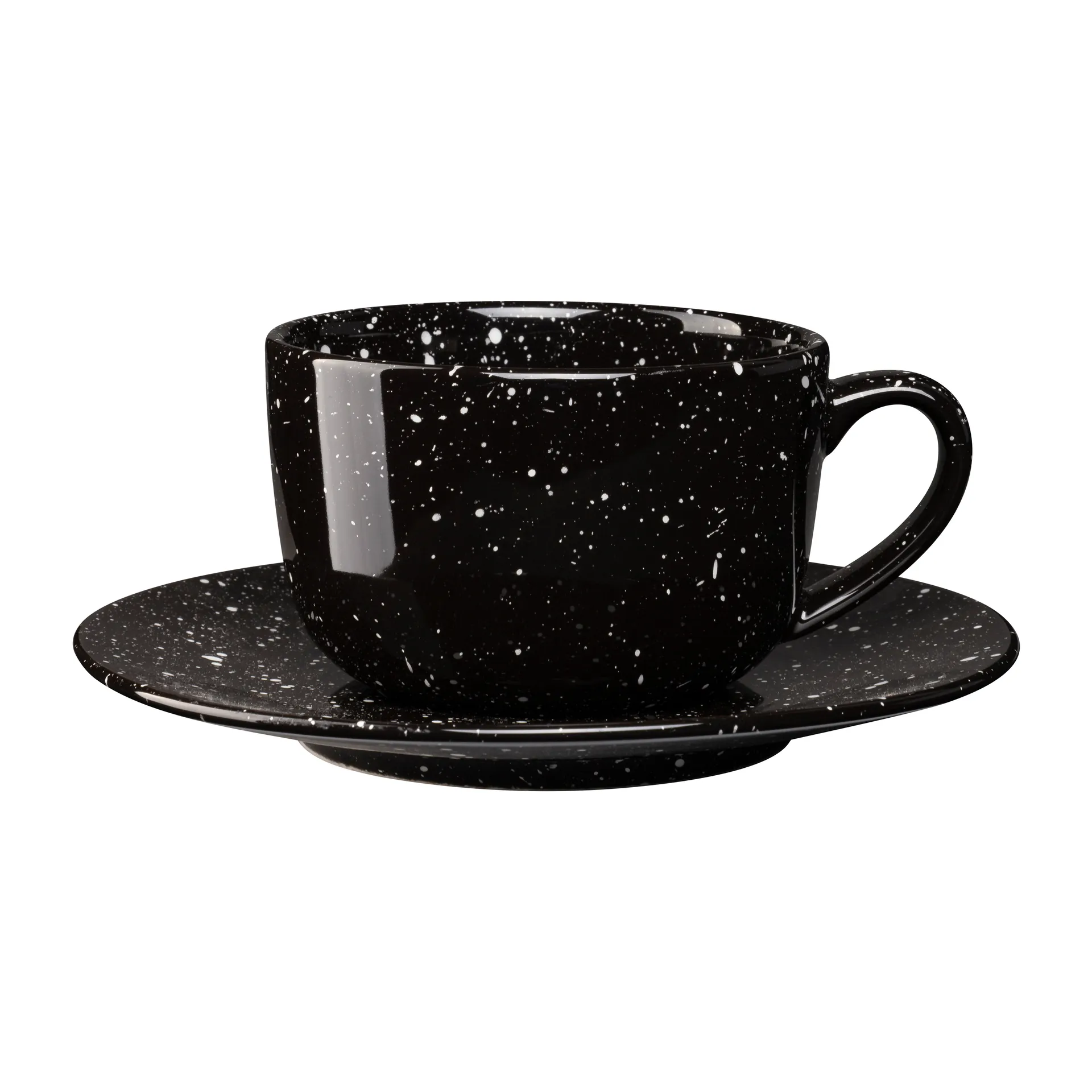 Taza y platillo Freckle 26 cl, negro Scandi Living