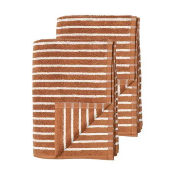 Toallas de baño Drift 100x150 cm, 2-pack - Marrón-blanco - Scandi Living