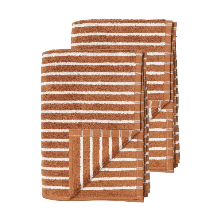Toallas de baño Drift 100x150 cm, 2-pack - Marrón-blanco - Scandi Living