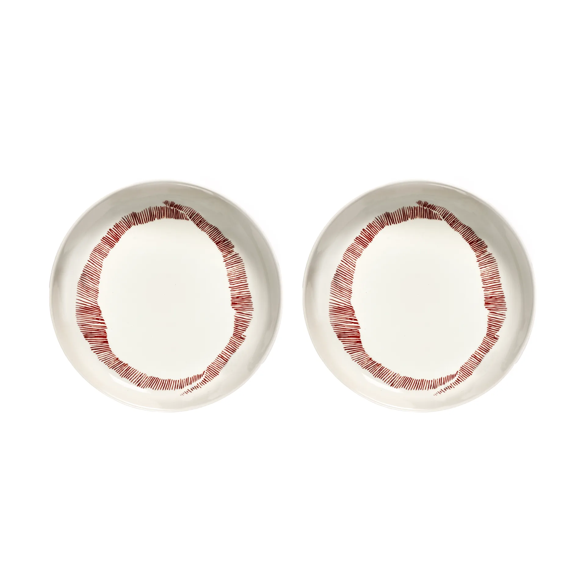 2 Platos hondos Ottolenghi Feast Ø22 cm, White stripes-red Serax