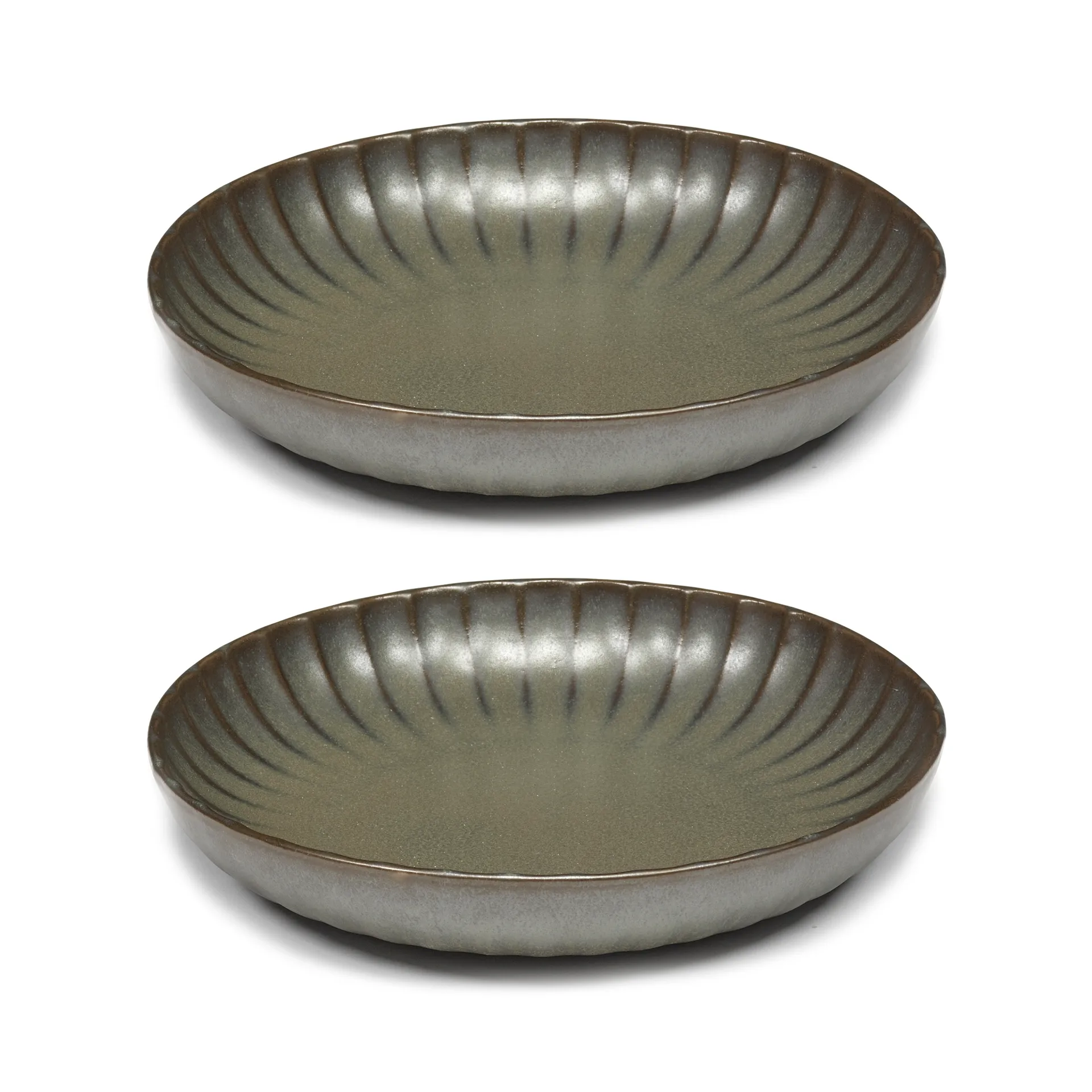 2 Platos Inku high M Ø21 cm, Green Serax