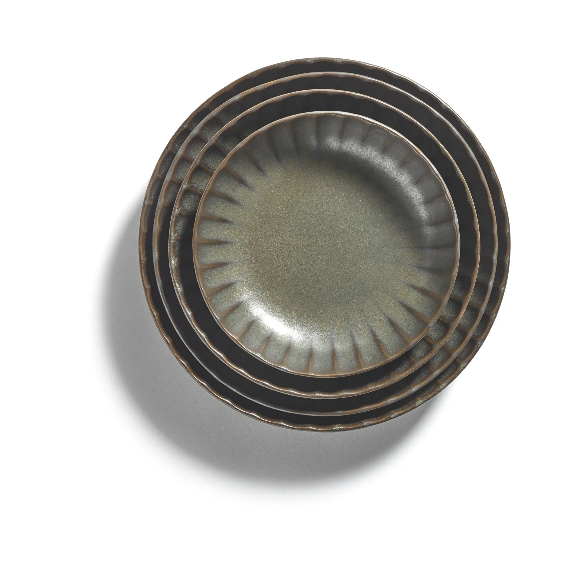 2 Platos Inku high M Ø21 cm, Green Serax